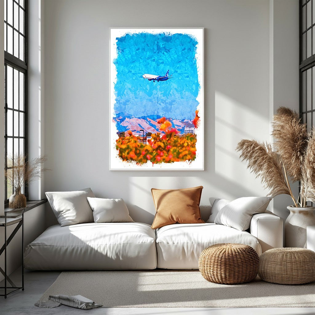 Abstract Airplane Over Colorful Landscape Wall Art