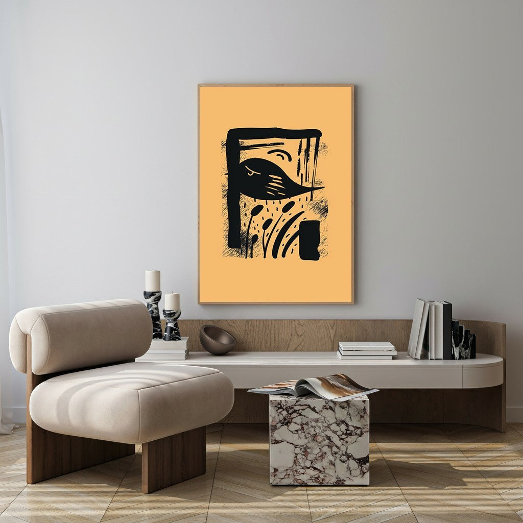 Abstract Bird And Plant Art Print