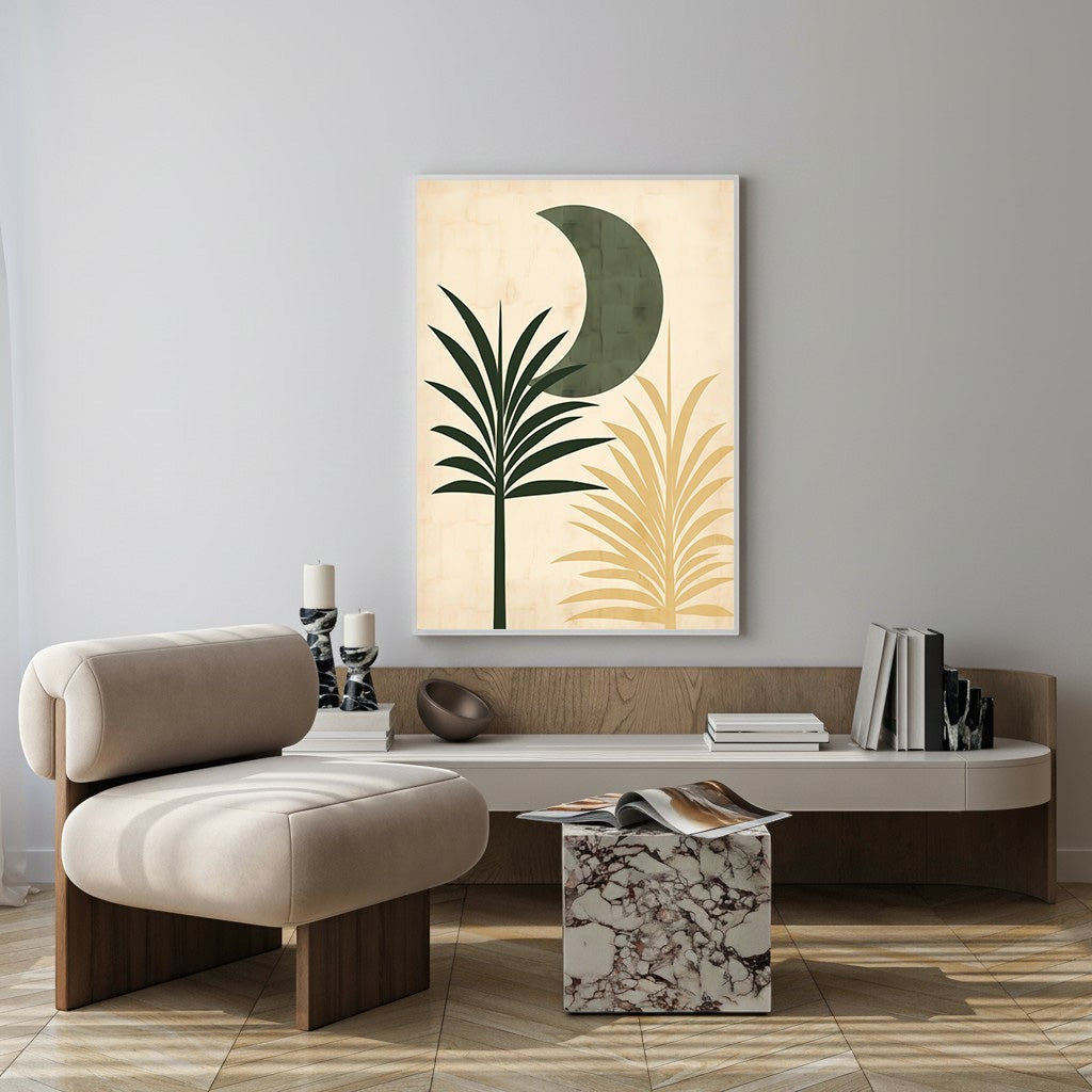 Abstract Botanical Moon Wall Art