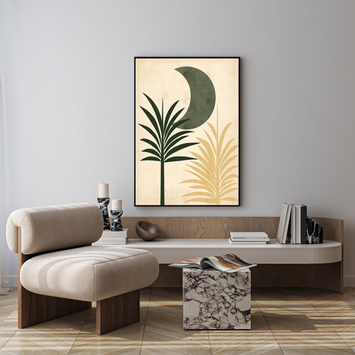 Abstract Botanical Moon Wall Art