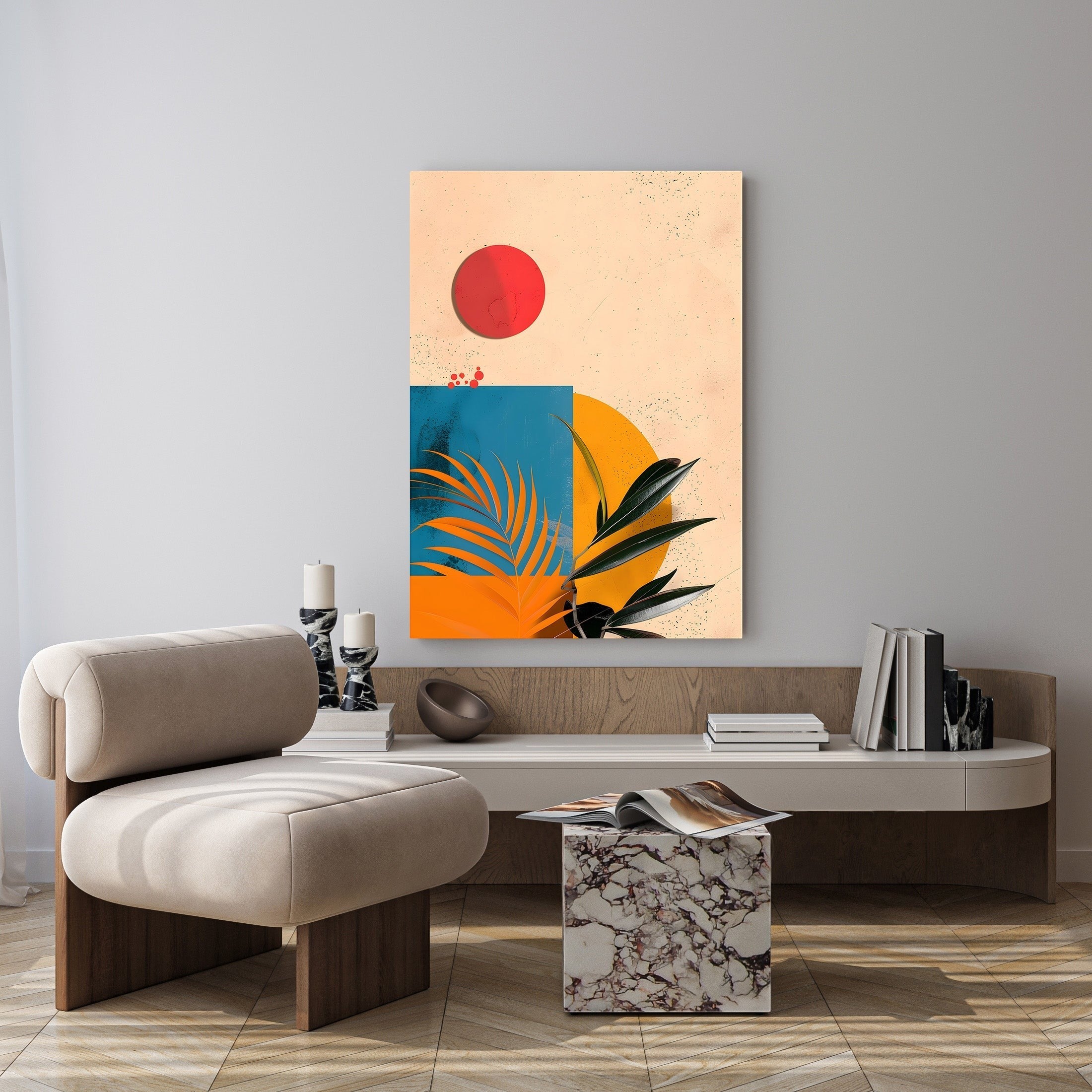Abstract Botanical Sunburst Wall Art