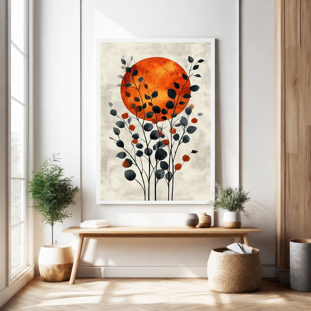 Abstract Botanical Sunburst Wall Art