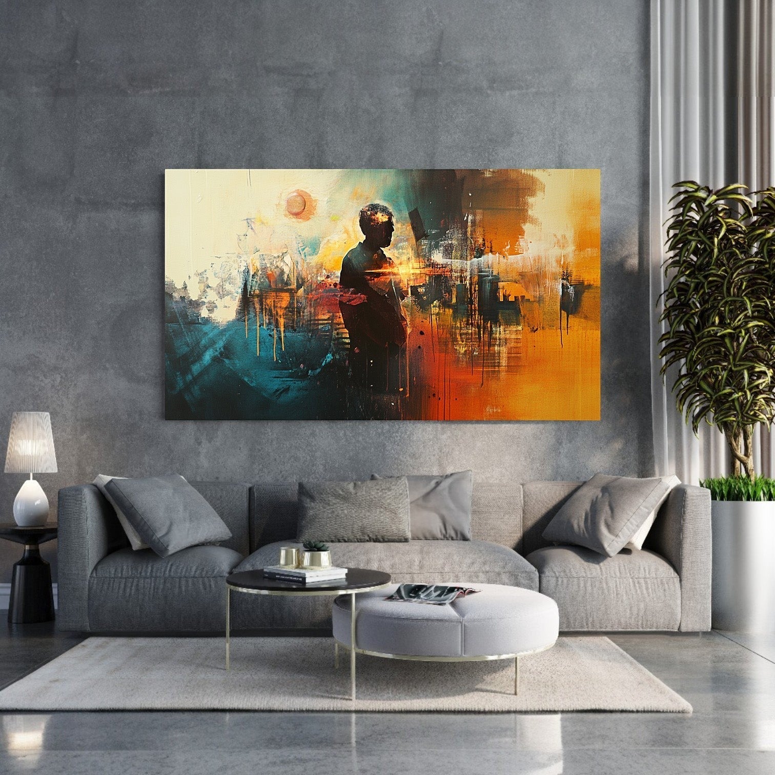 Abstract Cityscape With A Lone Figure