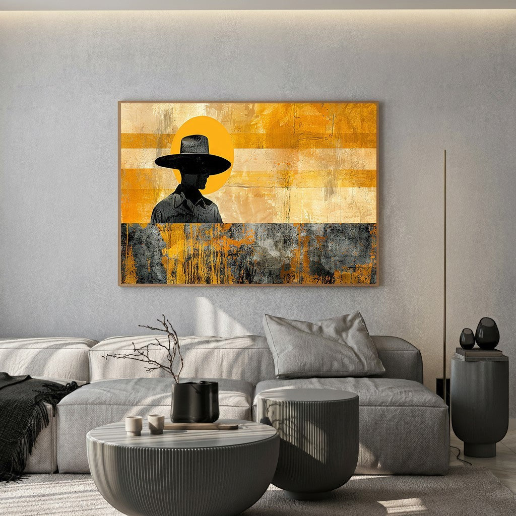 Modern Abstract Cowboy Silhouette Wall Art