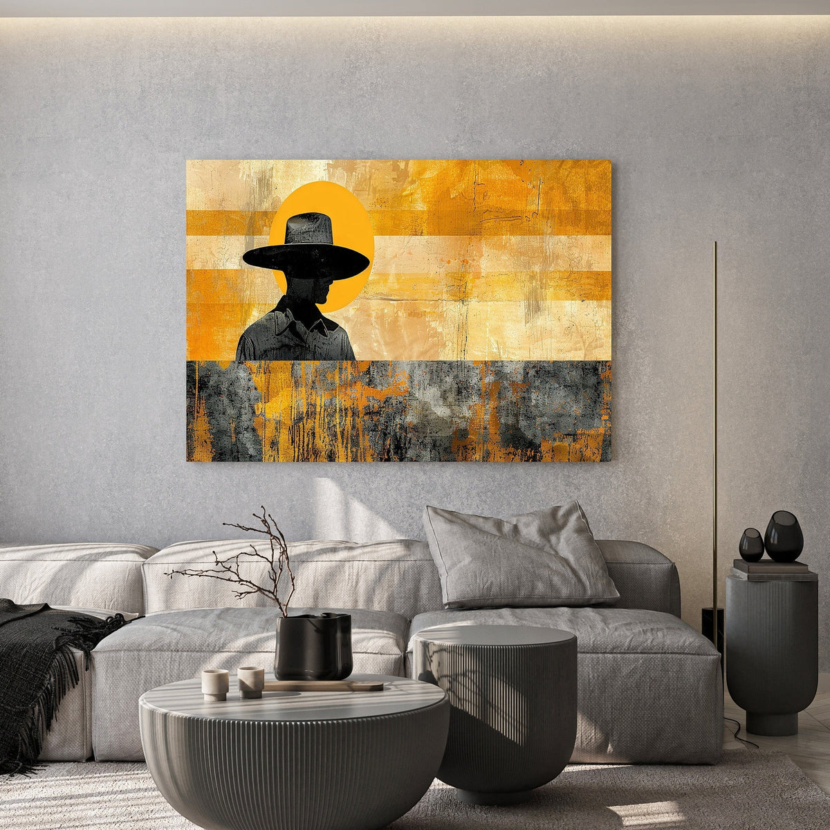 Modern Abstract Cowboy Silhouette Wall Art