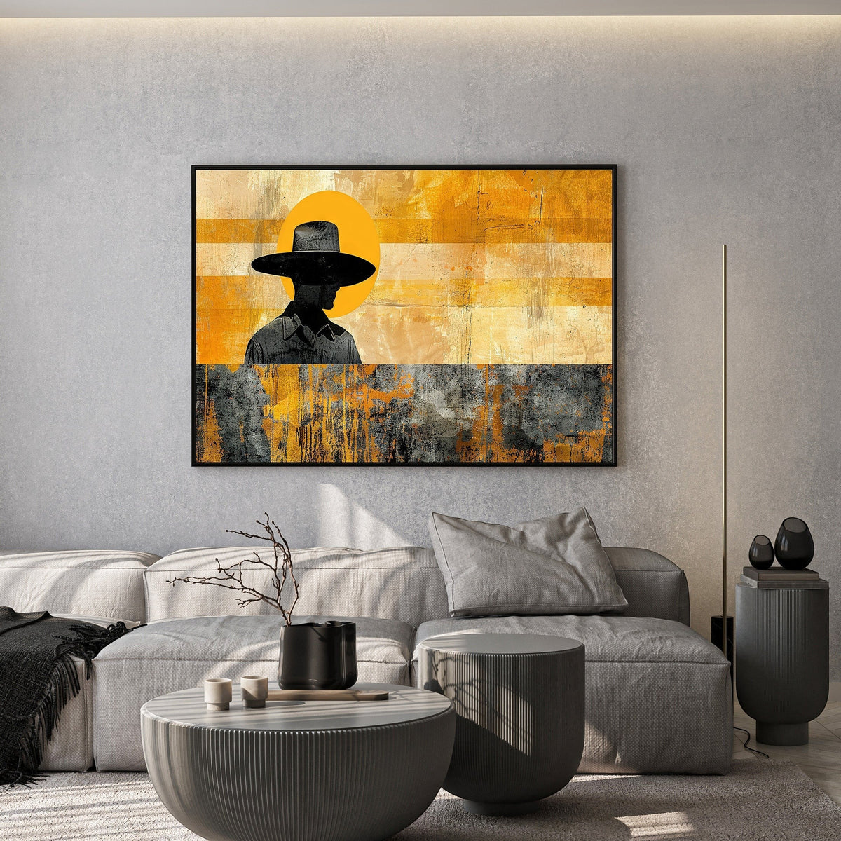 Modern Abstract Cowboy Silhouette Wall Art
