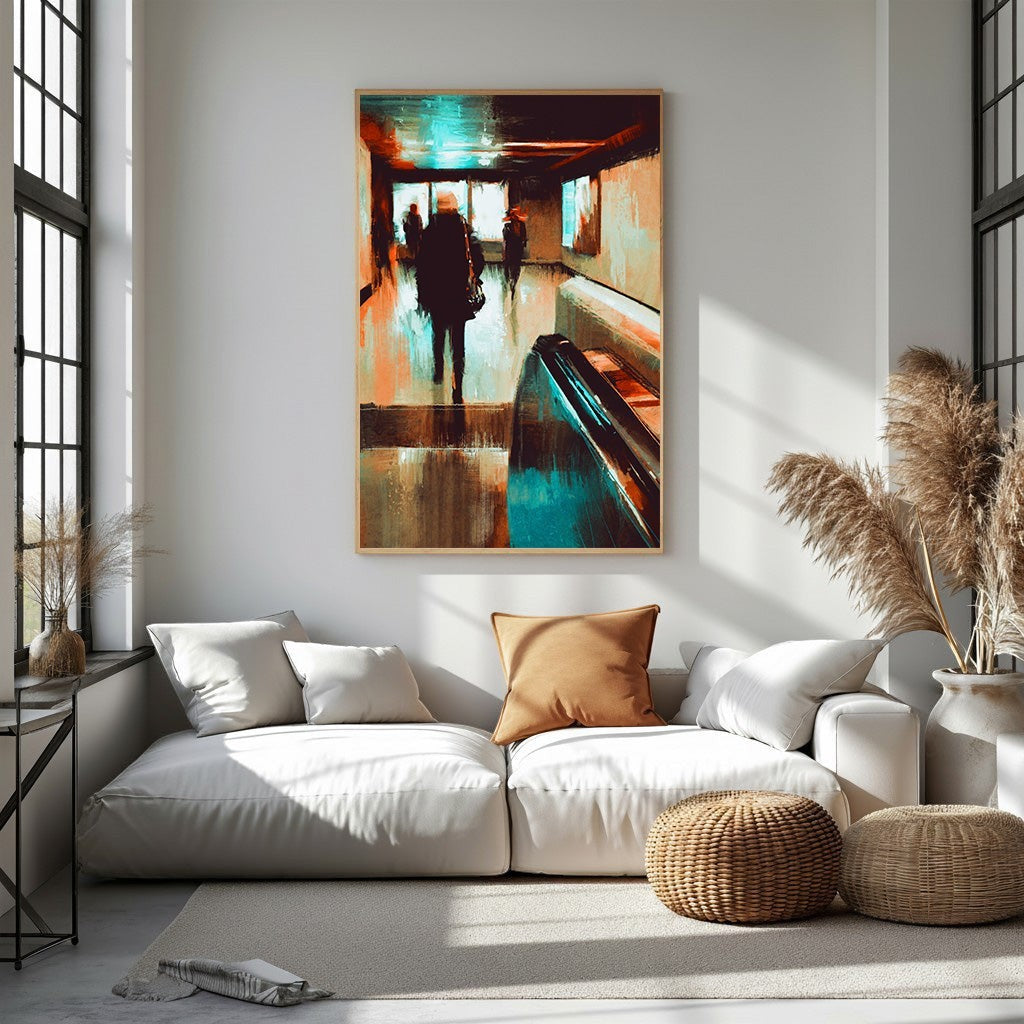 Abstract Figures On Escalator Wall Art
