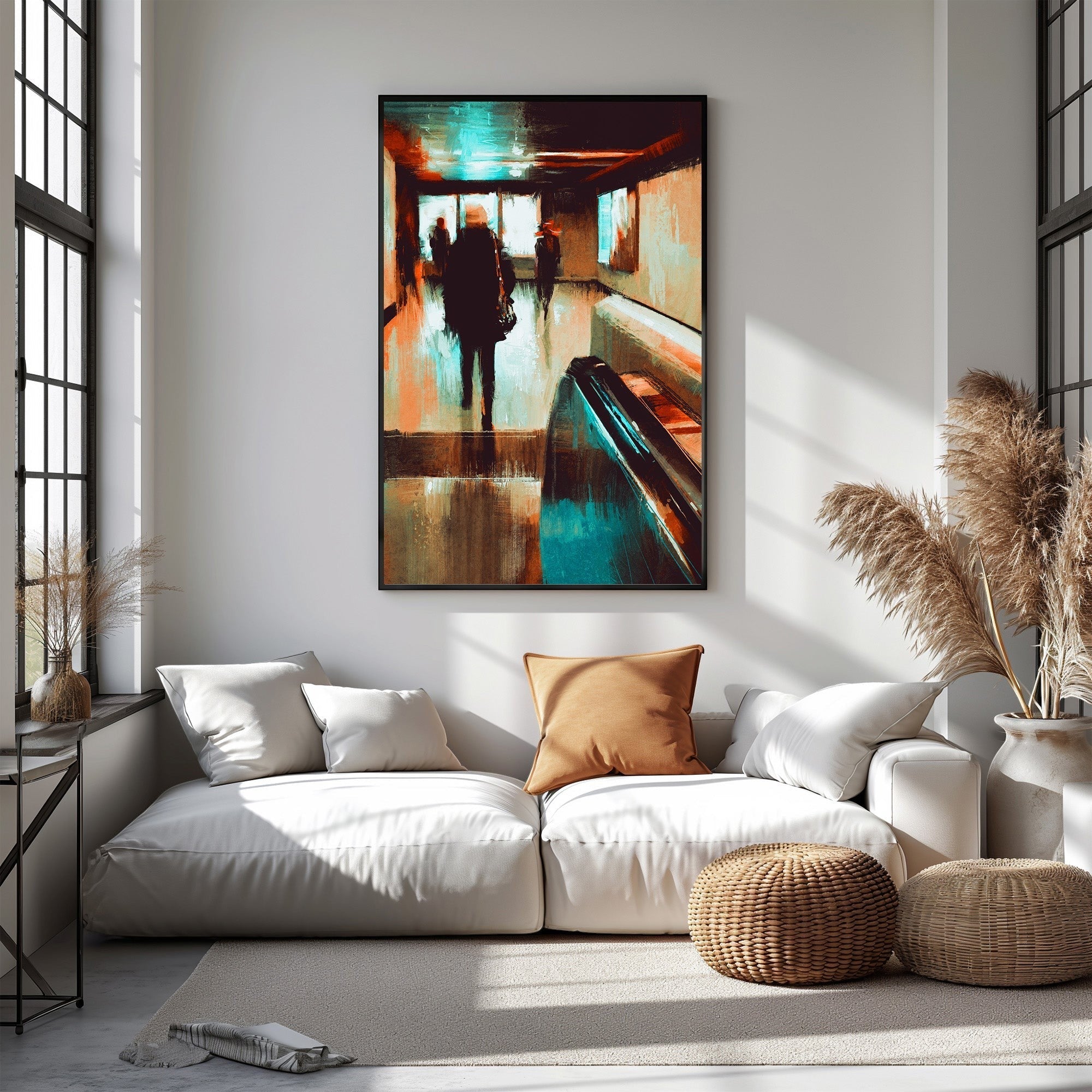 Abstract Figures On Escalator Wall Art