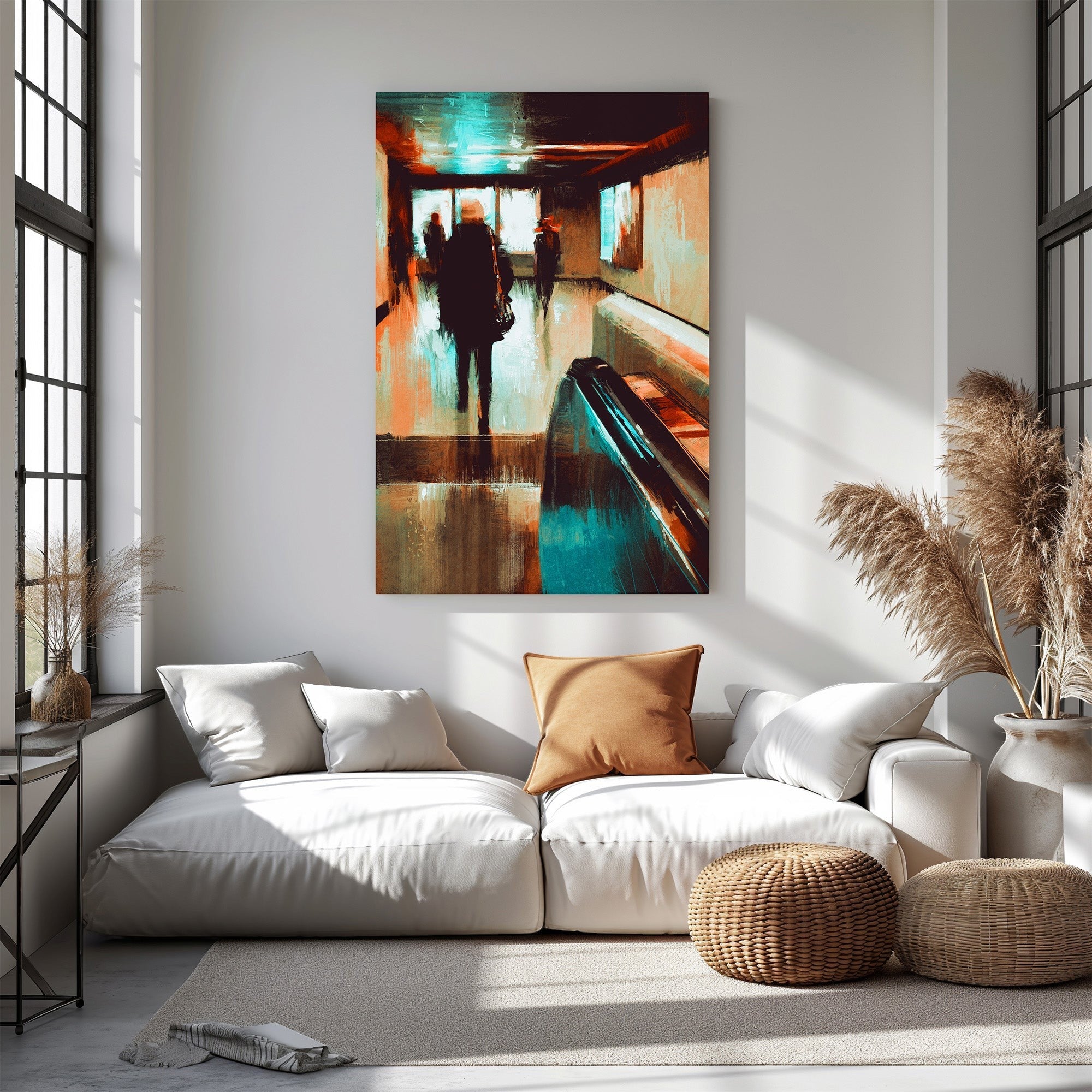 Abstract Figures On Escalator Wall Art