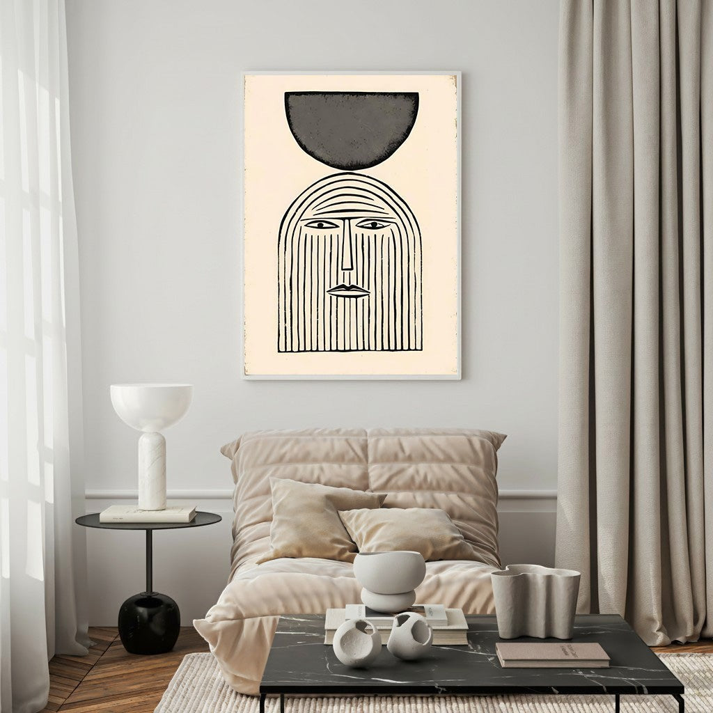 Abstract Face With Geometric Shape Wall Art
