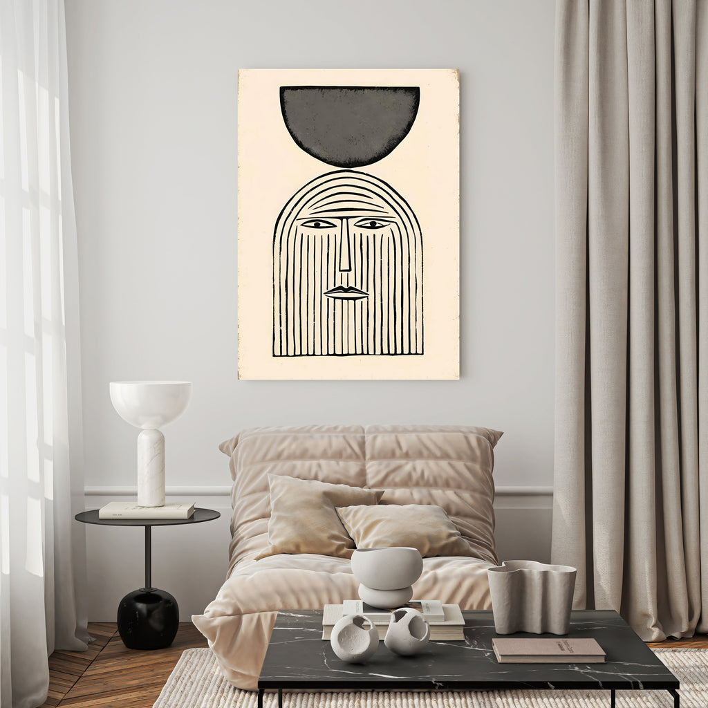 Abstract Face With Geometric Shape Wall Art