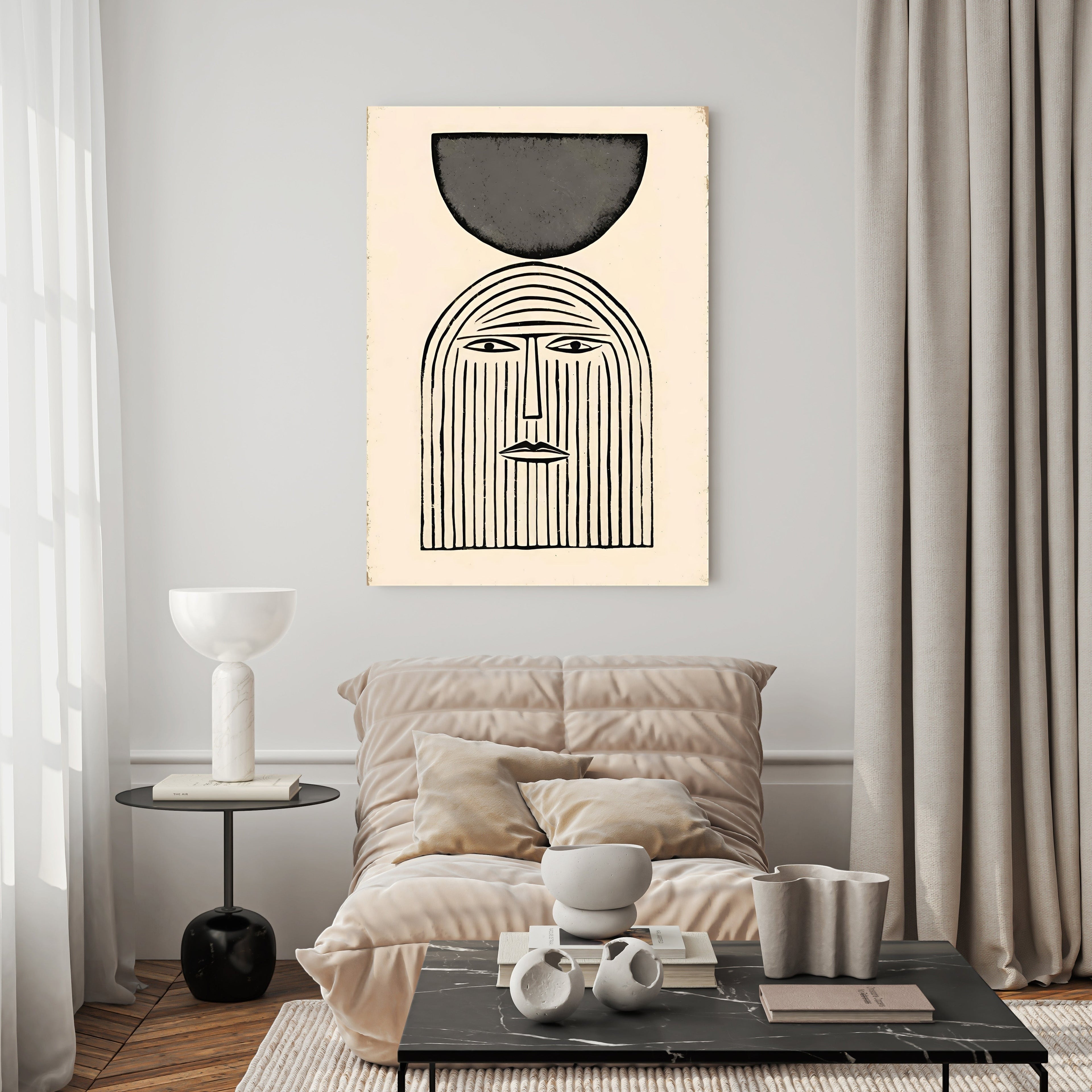 Abstract Face With Geometric Shape Wall Art