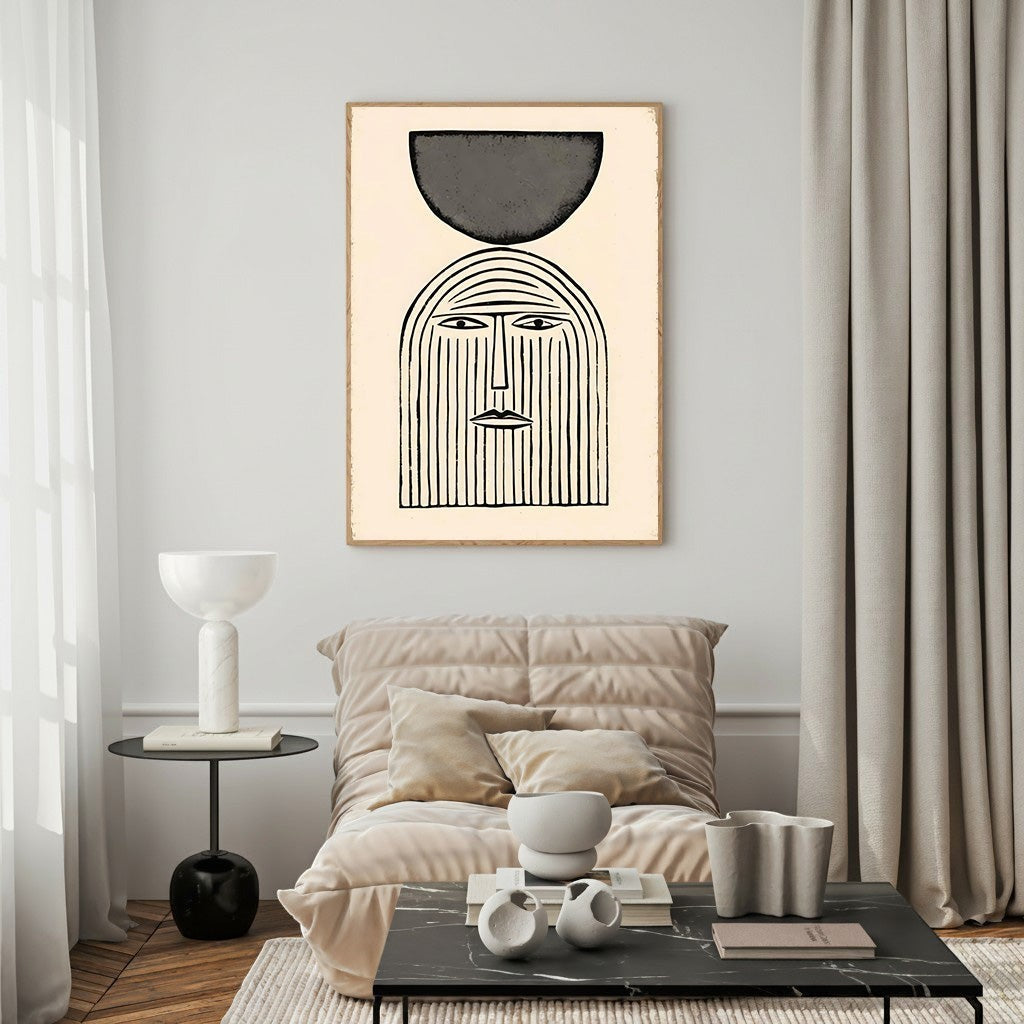 Abstract Face With Geometric Shape Wall Art