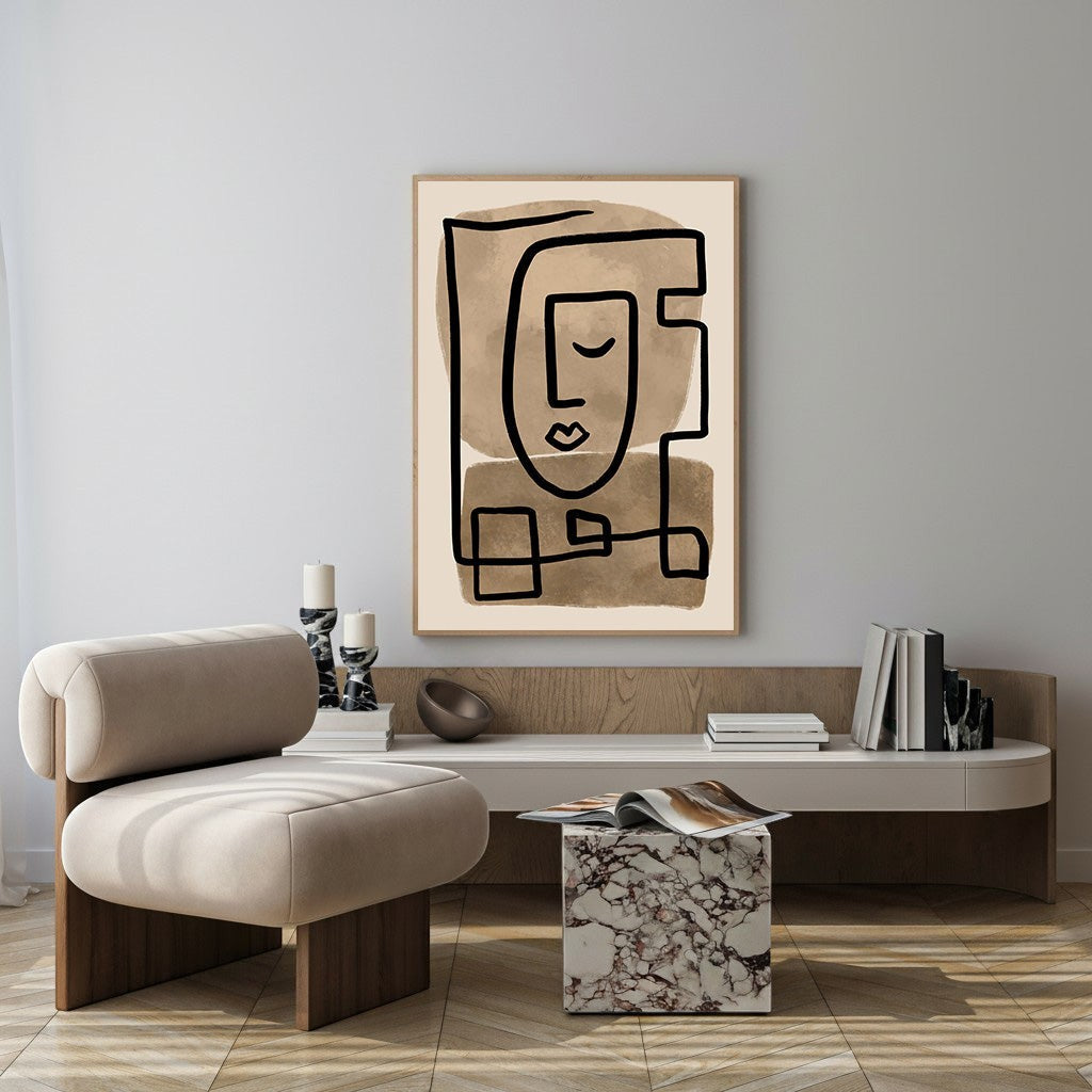 Abstract Face Line Art Print