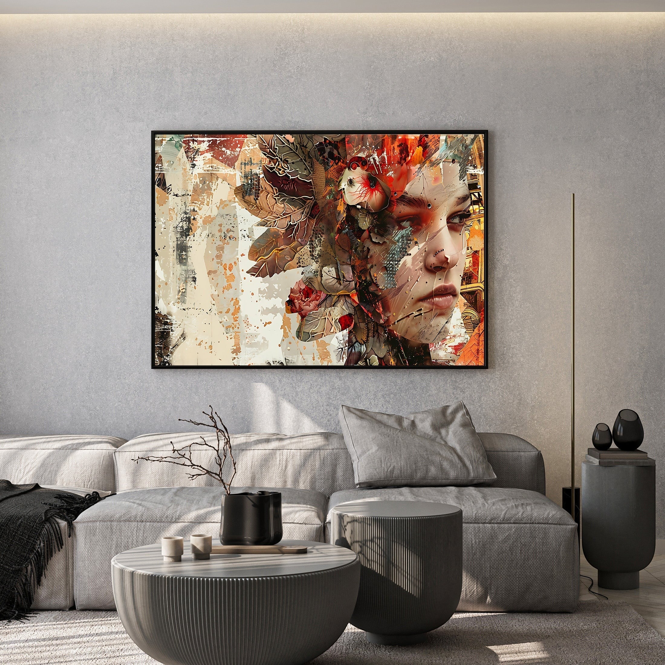 Abstract Portrait With Floral Accents