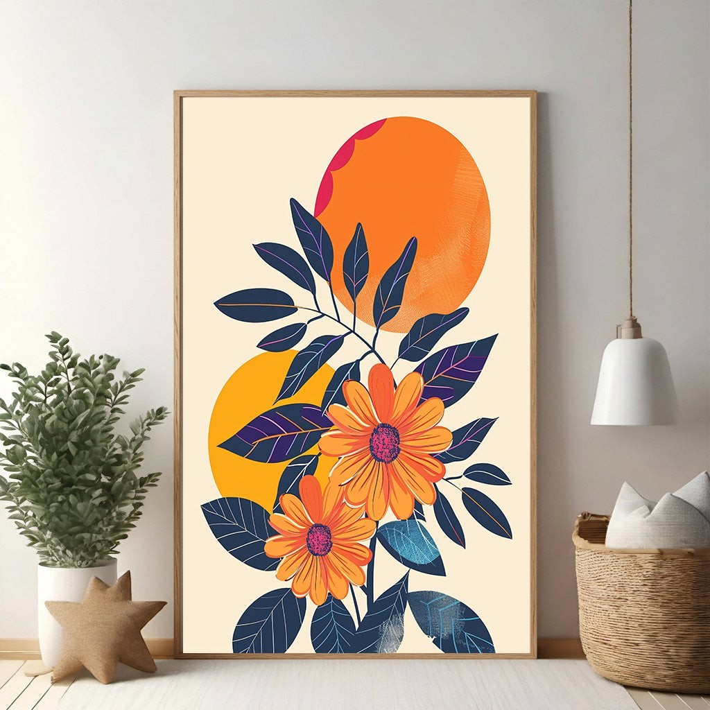 Abstract Floral Sunburst Wall Art