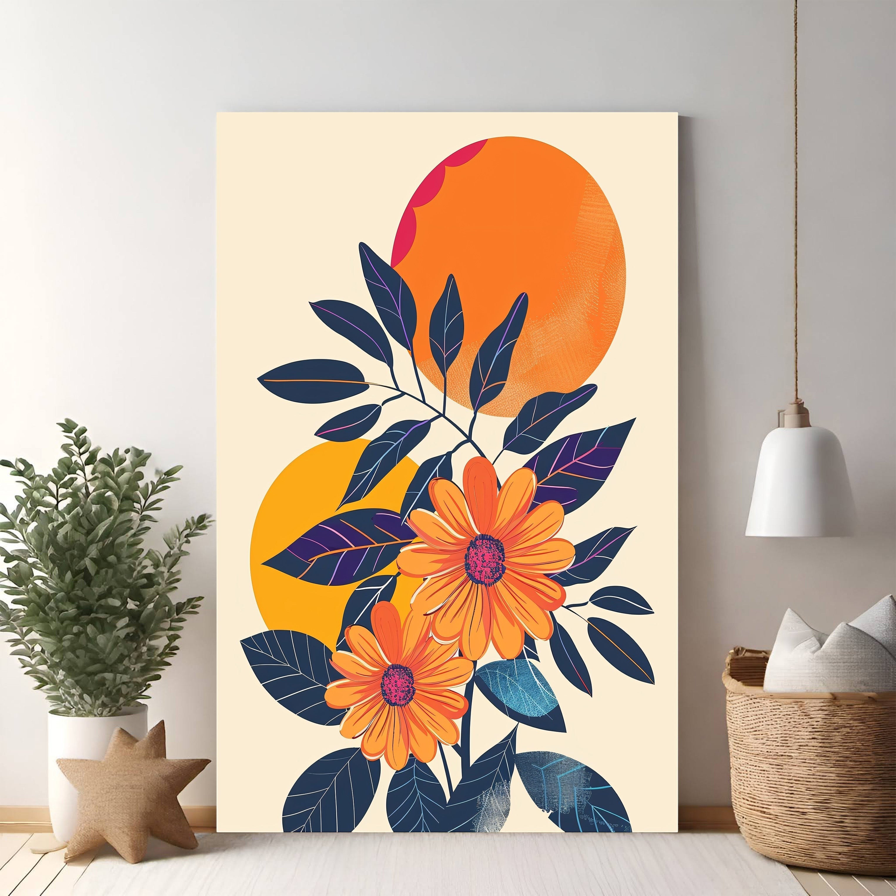 Abstract Floral Sunburst Wall Art
