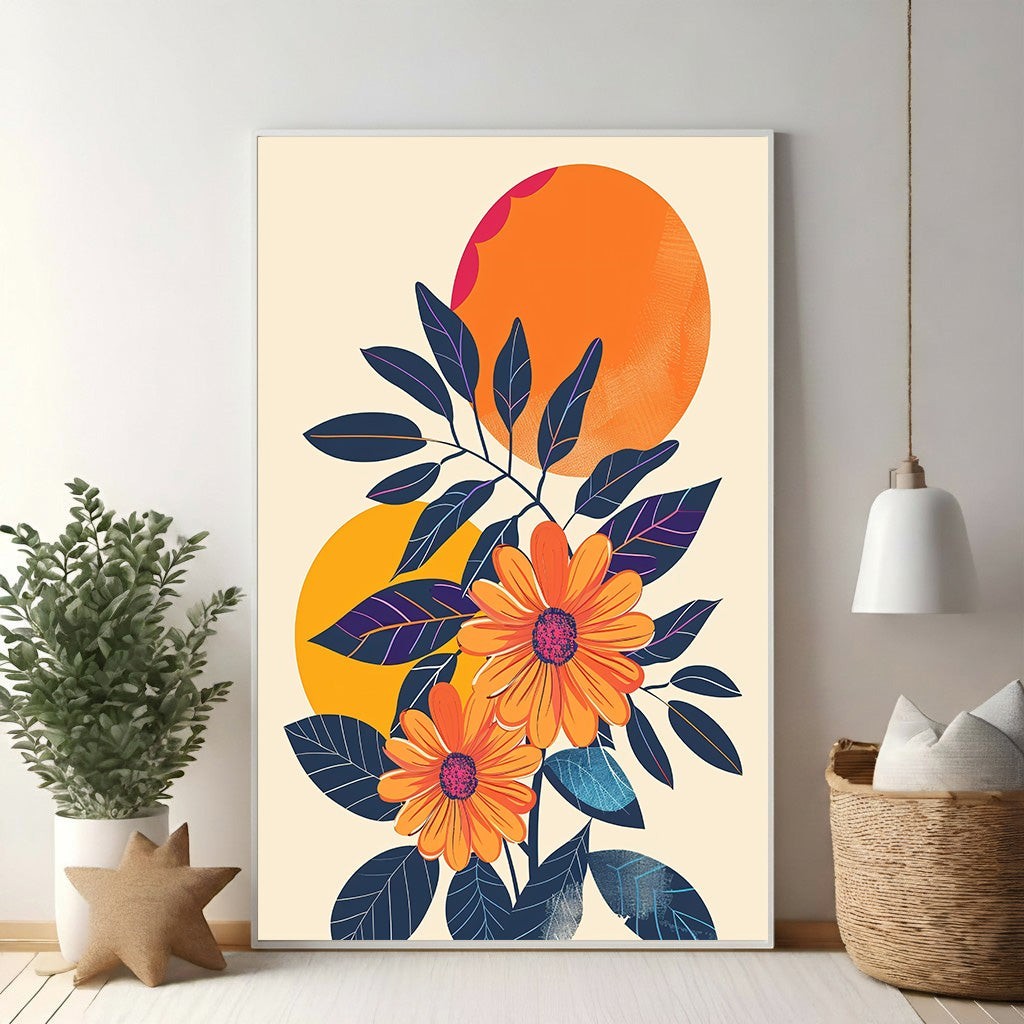 Abstract Floral Sunburst Wall Art