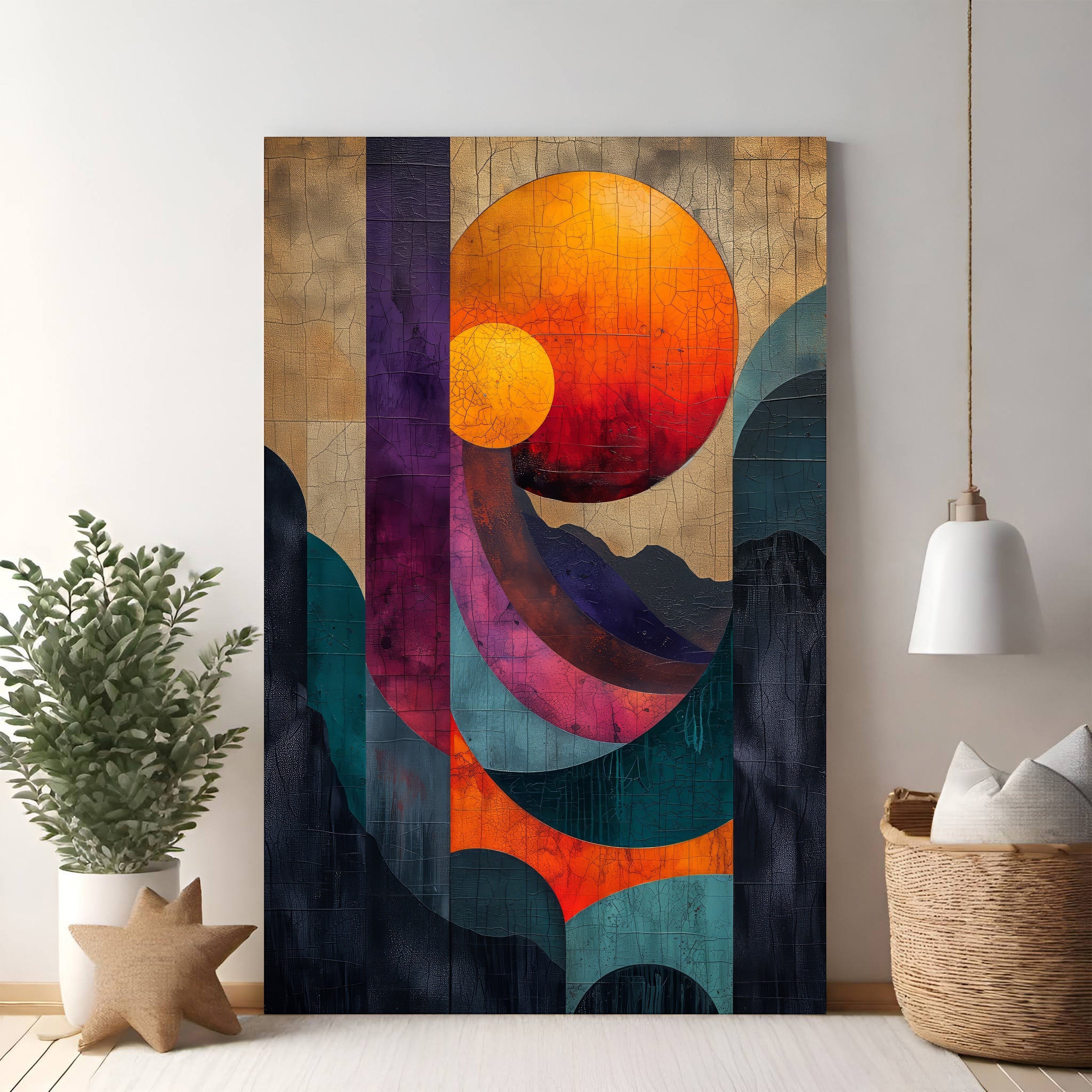 Abstract Geometric Sun Landscape Wall Art
