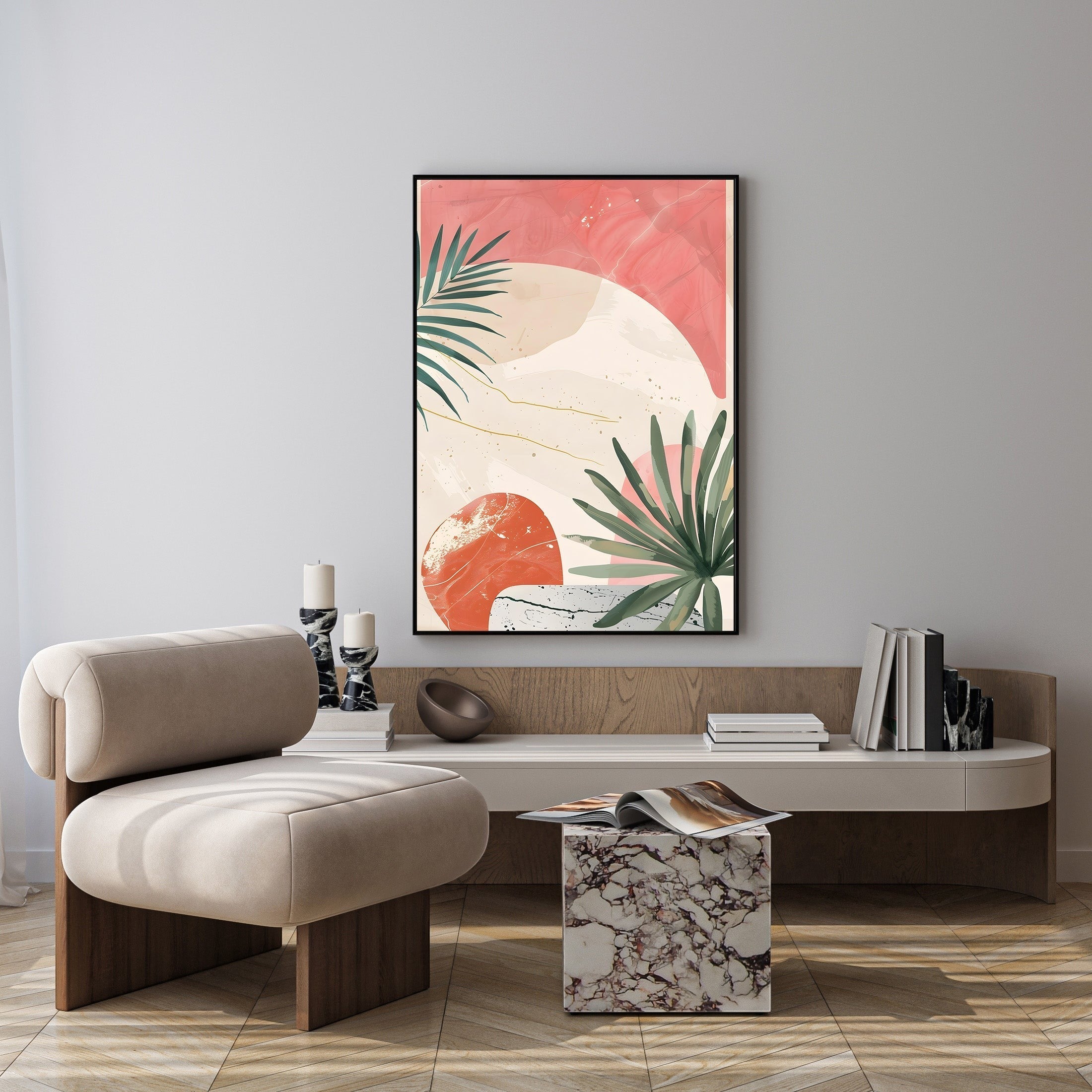 Abstract Botanical Palm Leaf Artwork