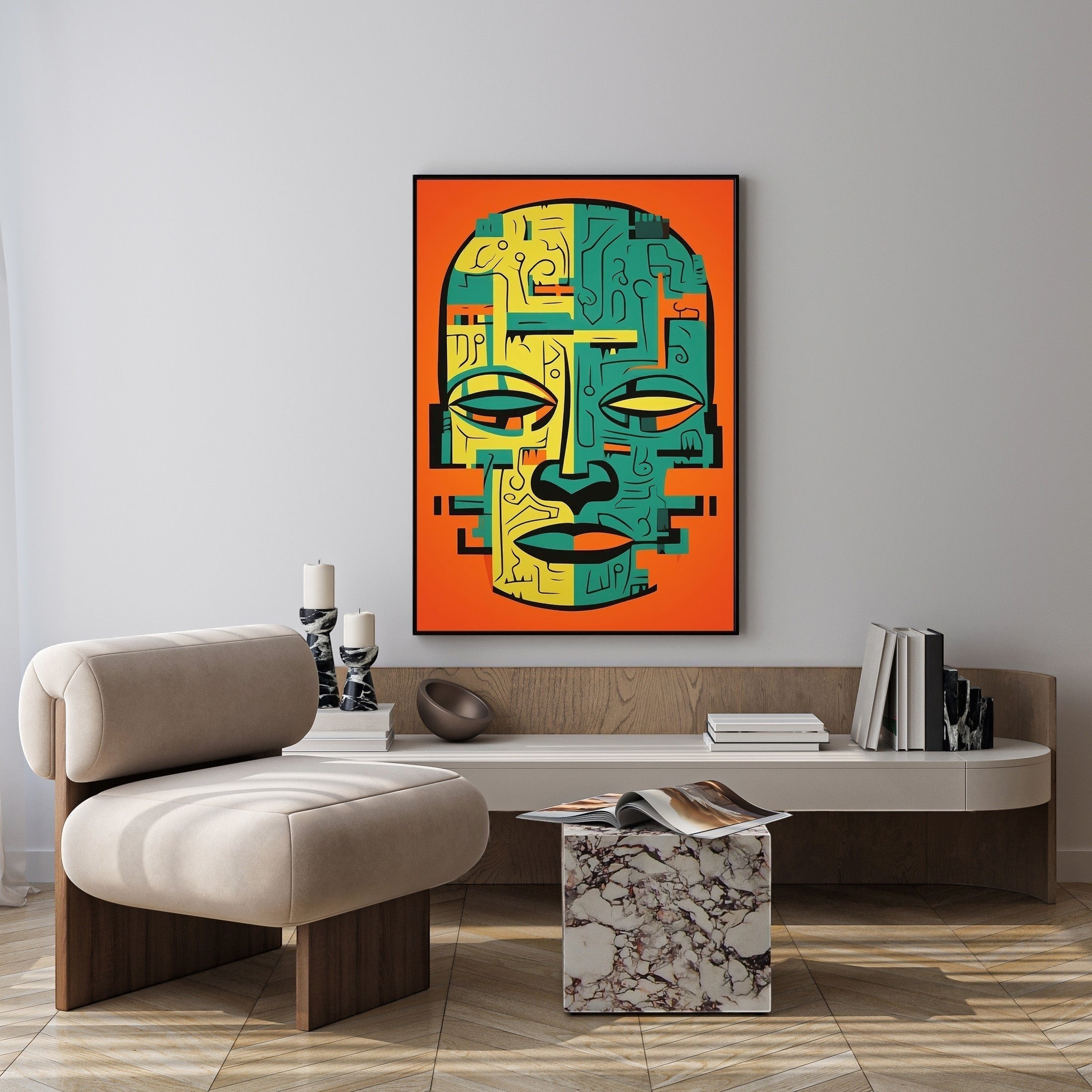 Abstract Tribal Face Wall Art