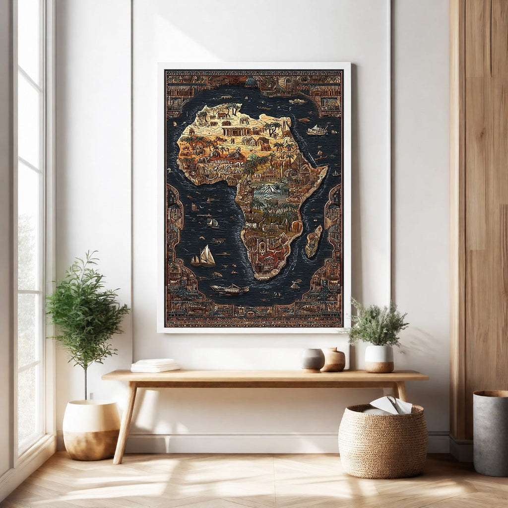 Vintage African Continent Map Tapestry