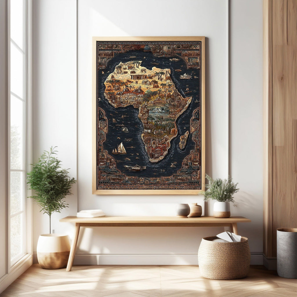 Vintage African Continent Map Tapestry