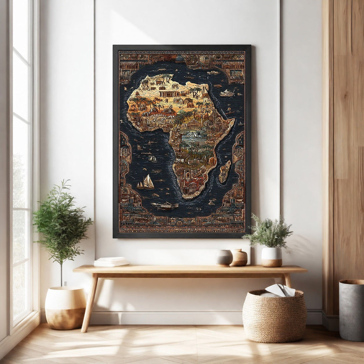 Vintage African Continent Map Tapestry