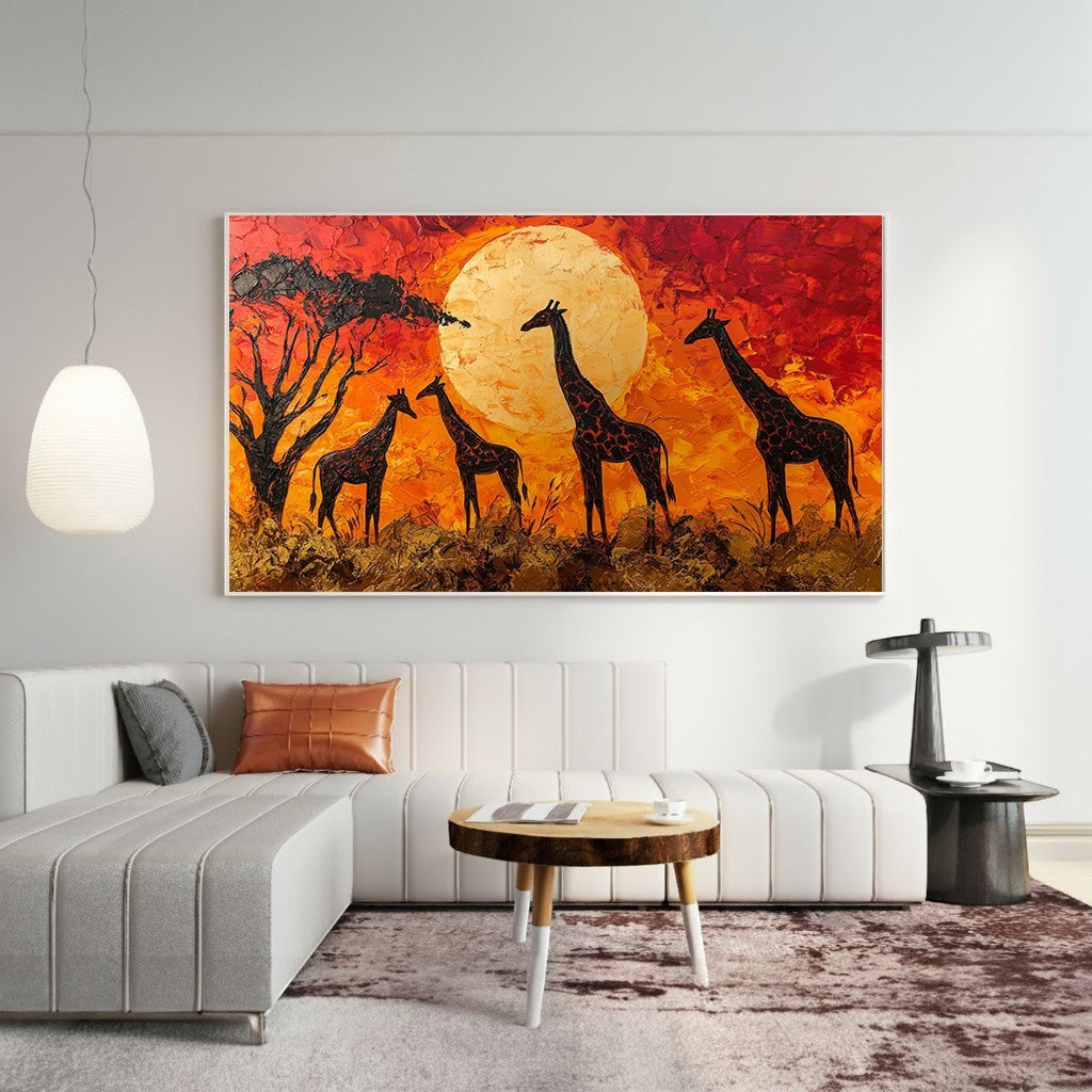 African Sunset Giraffe Wall Art
