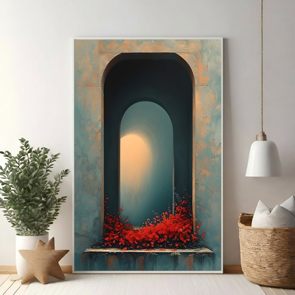 Archway With Blooming Flowers Wall Art