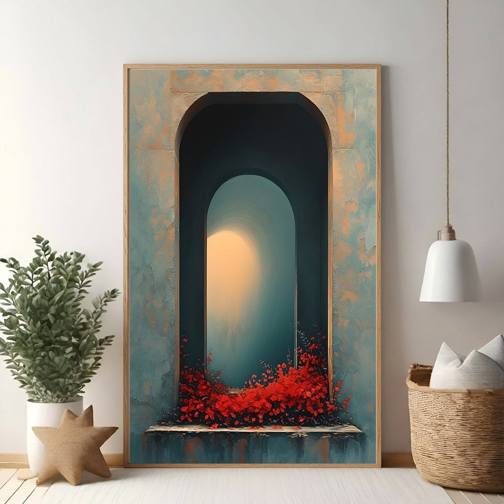 Archway With Blooming Flowers Wall Art