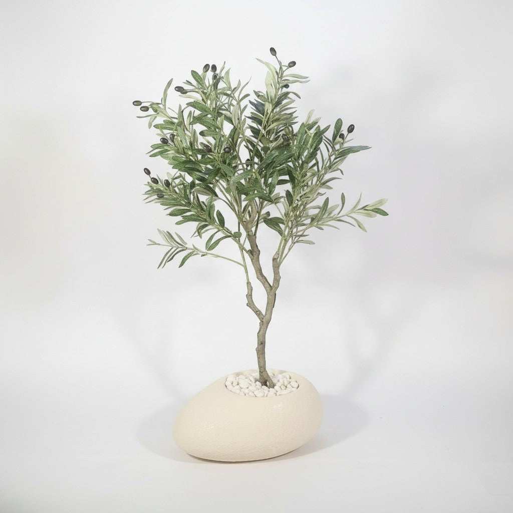 Artificial Olive Tree In Stone Planter