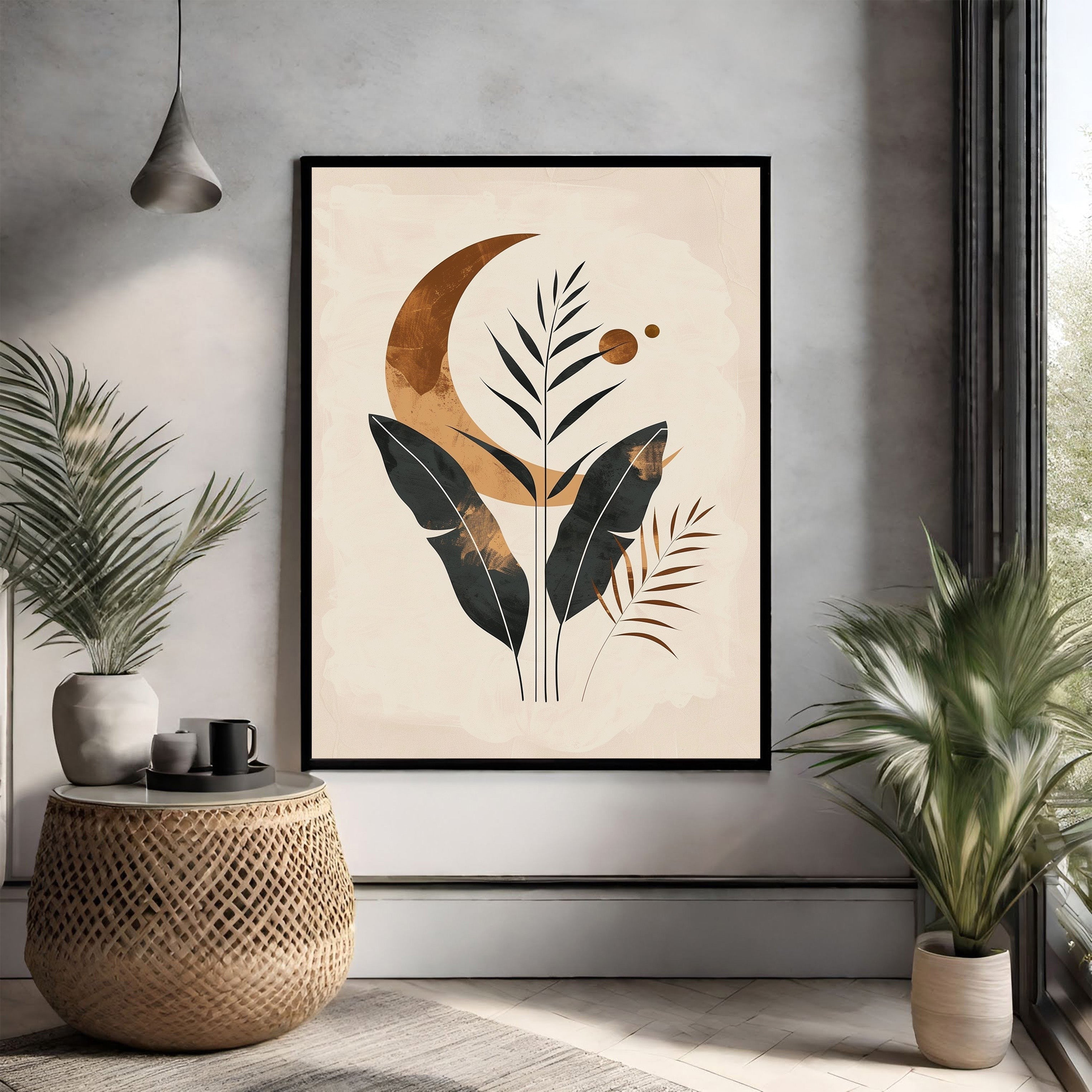 Bohemian Botanical Moon Wall Art