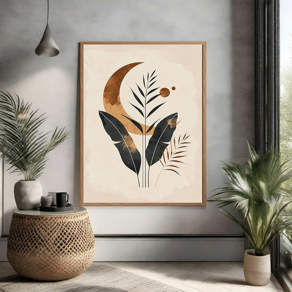 Bohemian Botanical Moon Wall Art