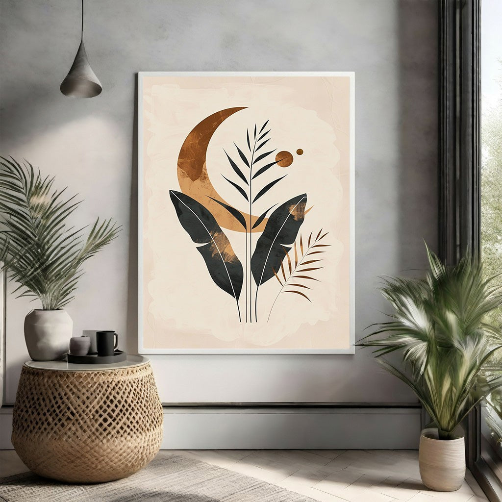 Bohemian Botanical Moon Wall Art