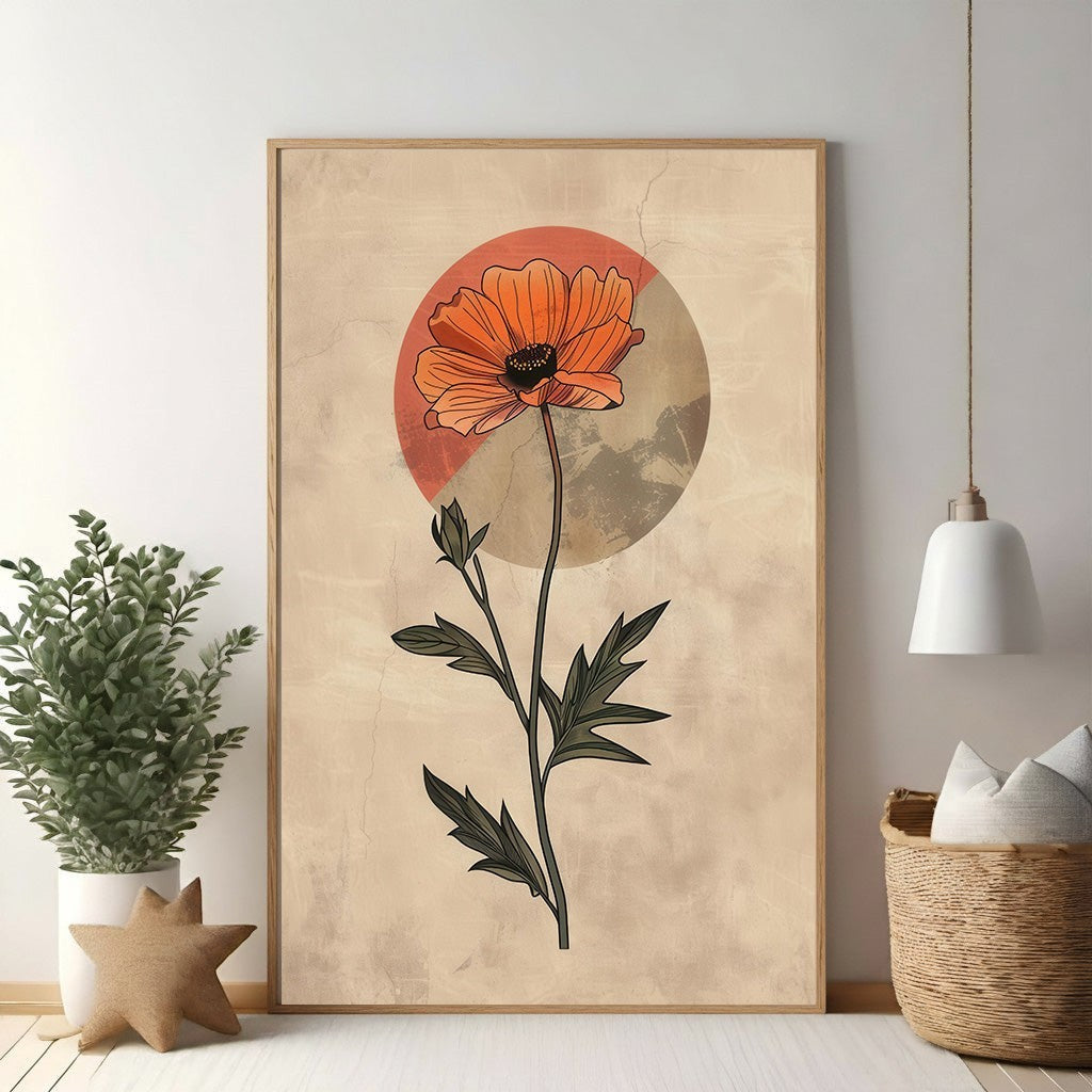 Botanical Poppy Flower Wall Art