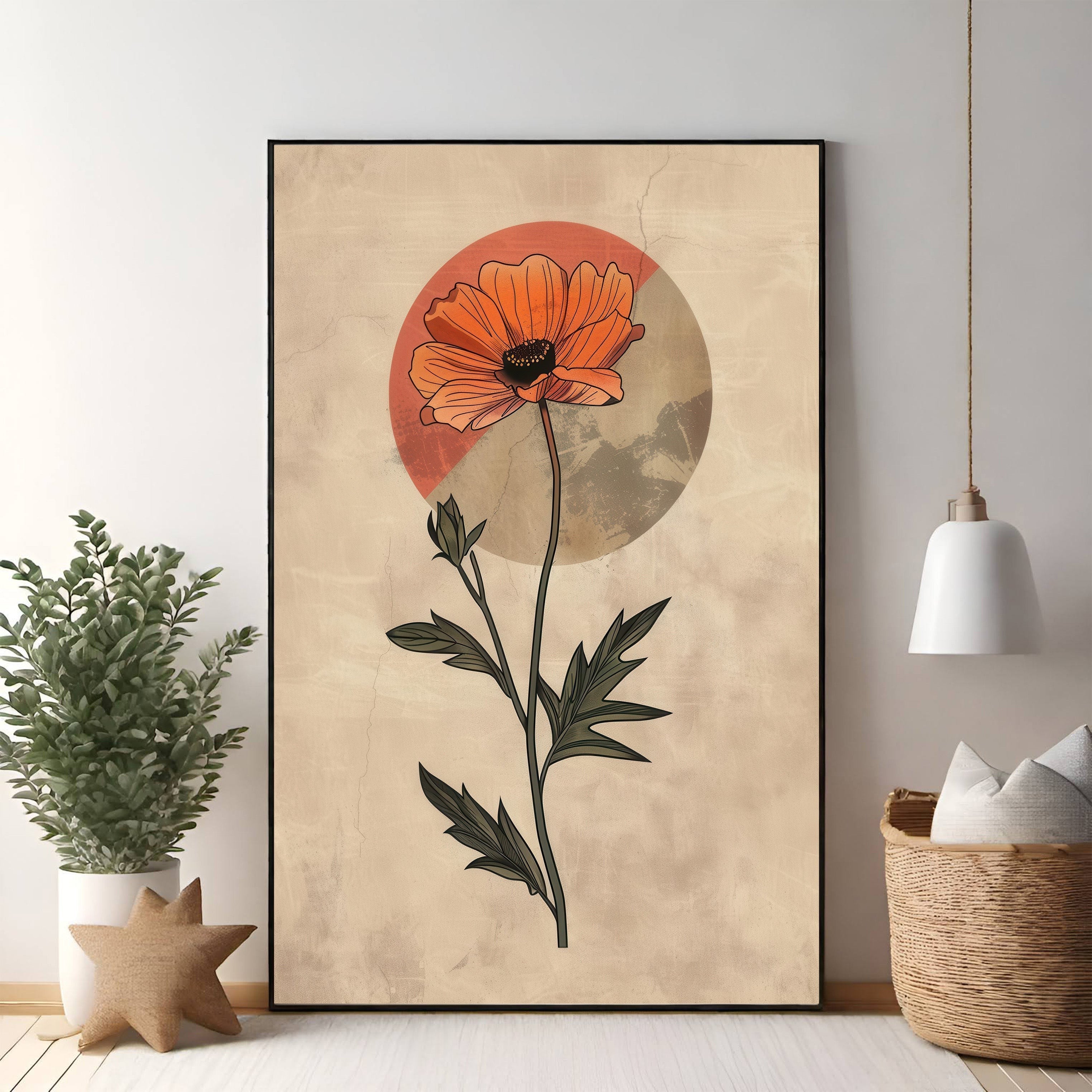 Botanical Poppy Flower Wall Art