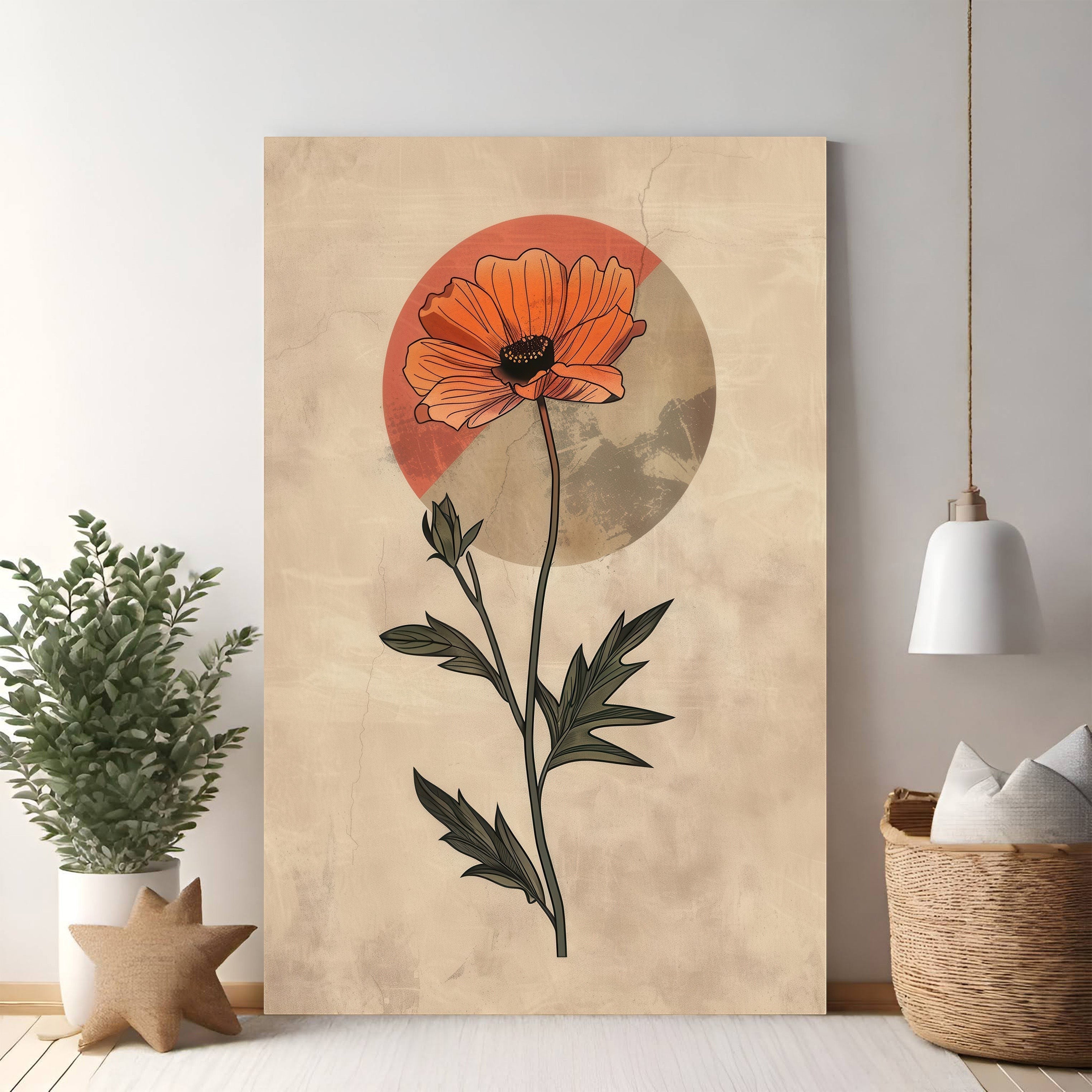 Botanical Poppy Flower Wall Art