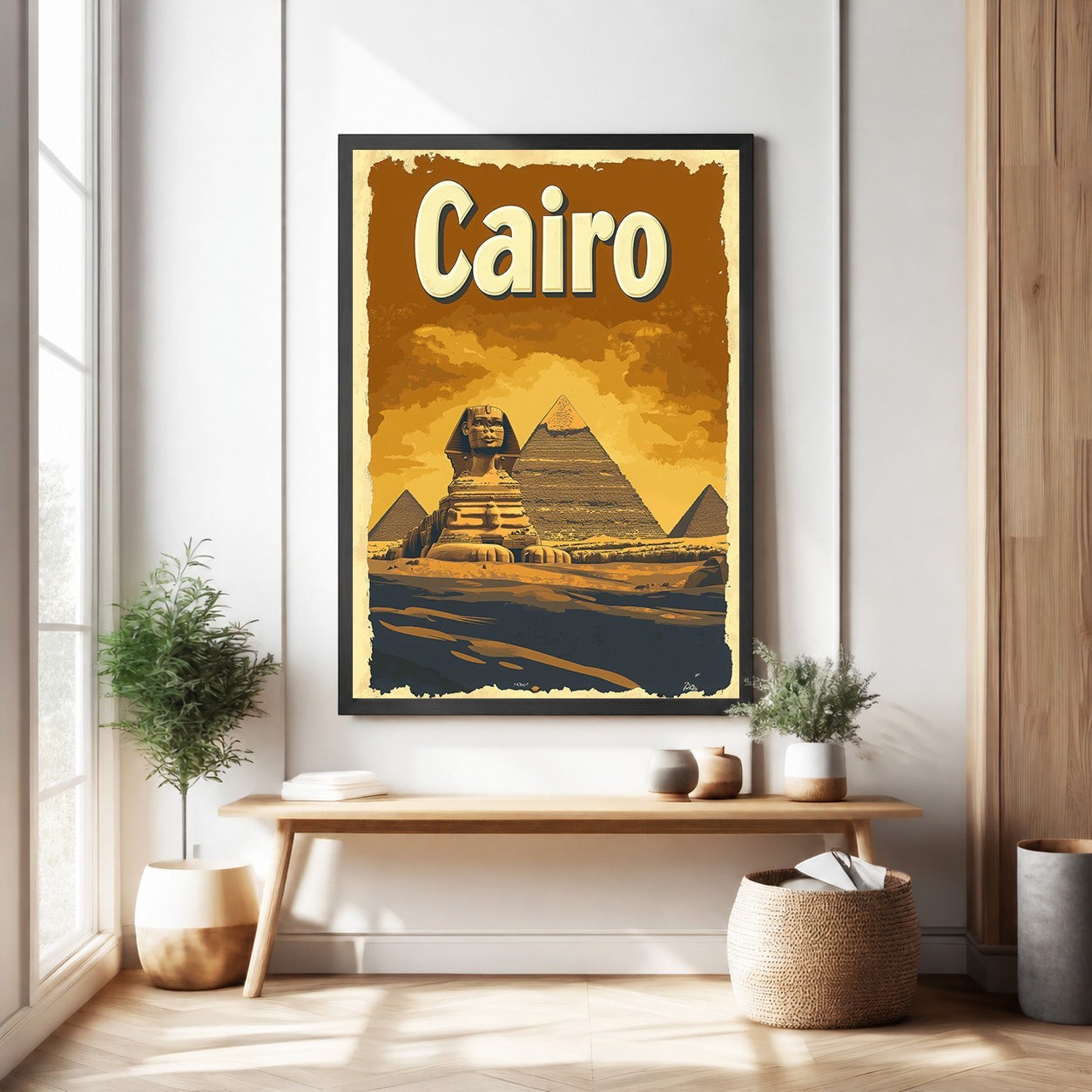 Cairo Pyramids And Sphinx Vintage Travel Poster