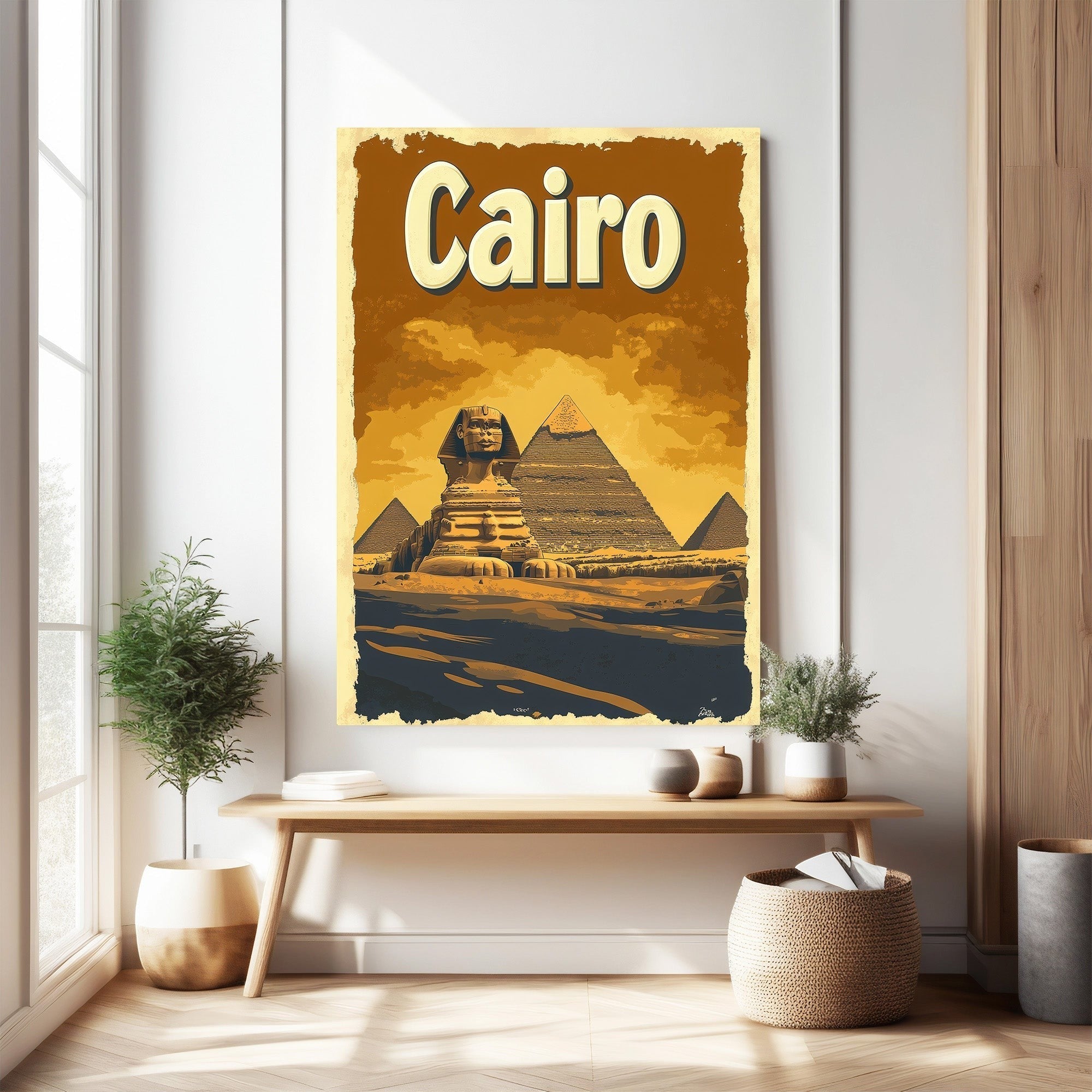 Cairo Pyramids And Sphinx Vintage Travel Poster