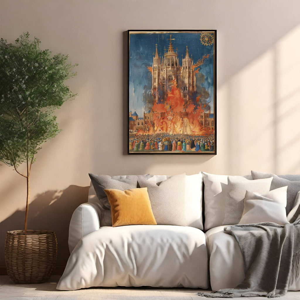 Grand Cathedral Fire Scene Wall Art