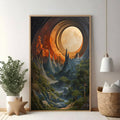 Cosmic Mountain Landscape With Ringed Planet