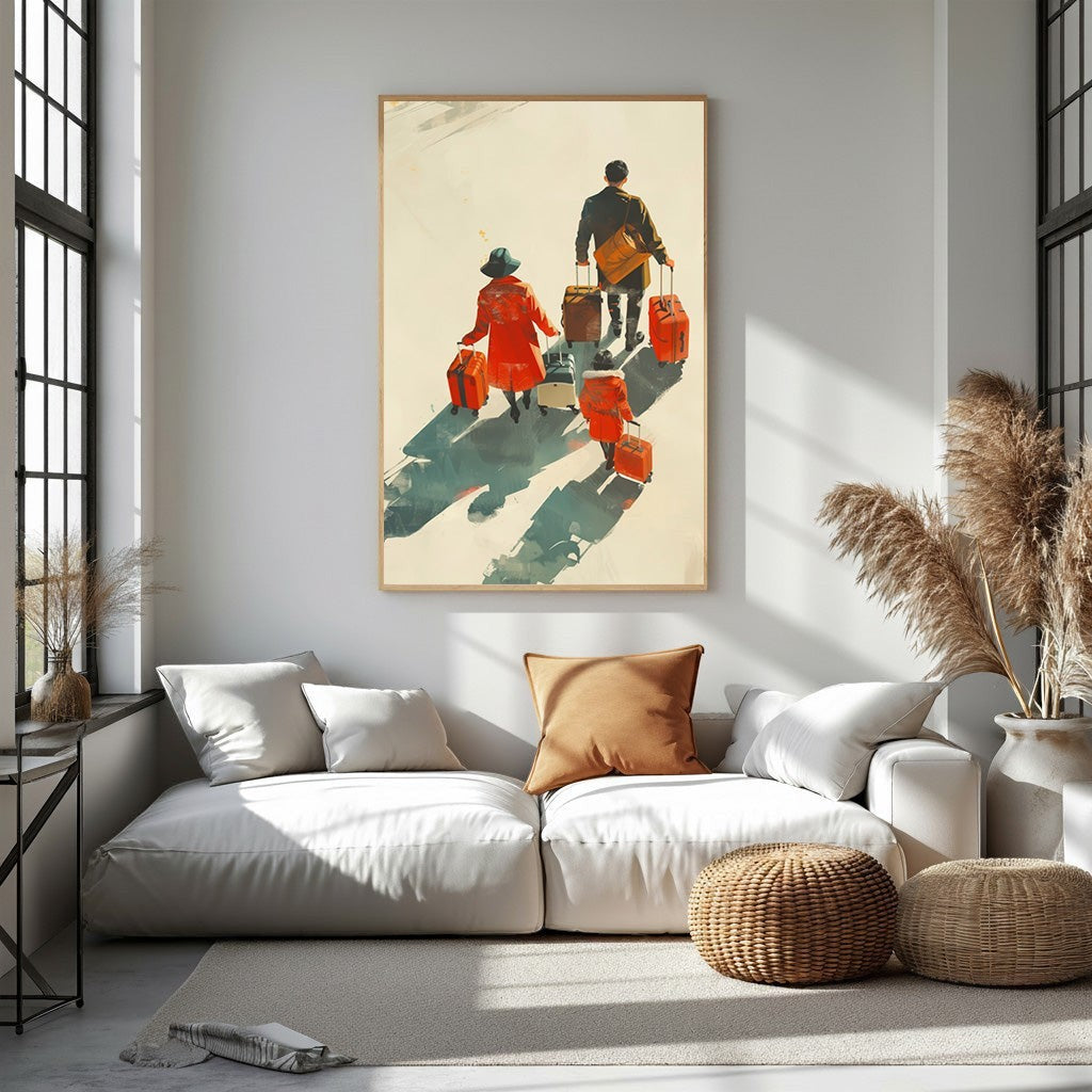 Couple With Luggage Wall Art
