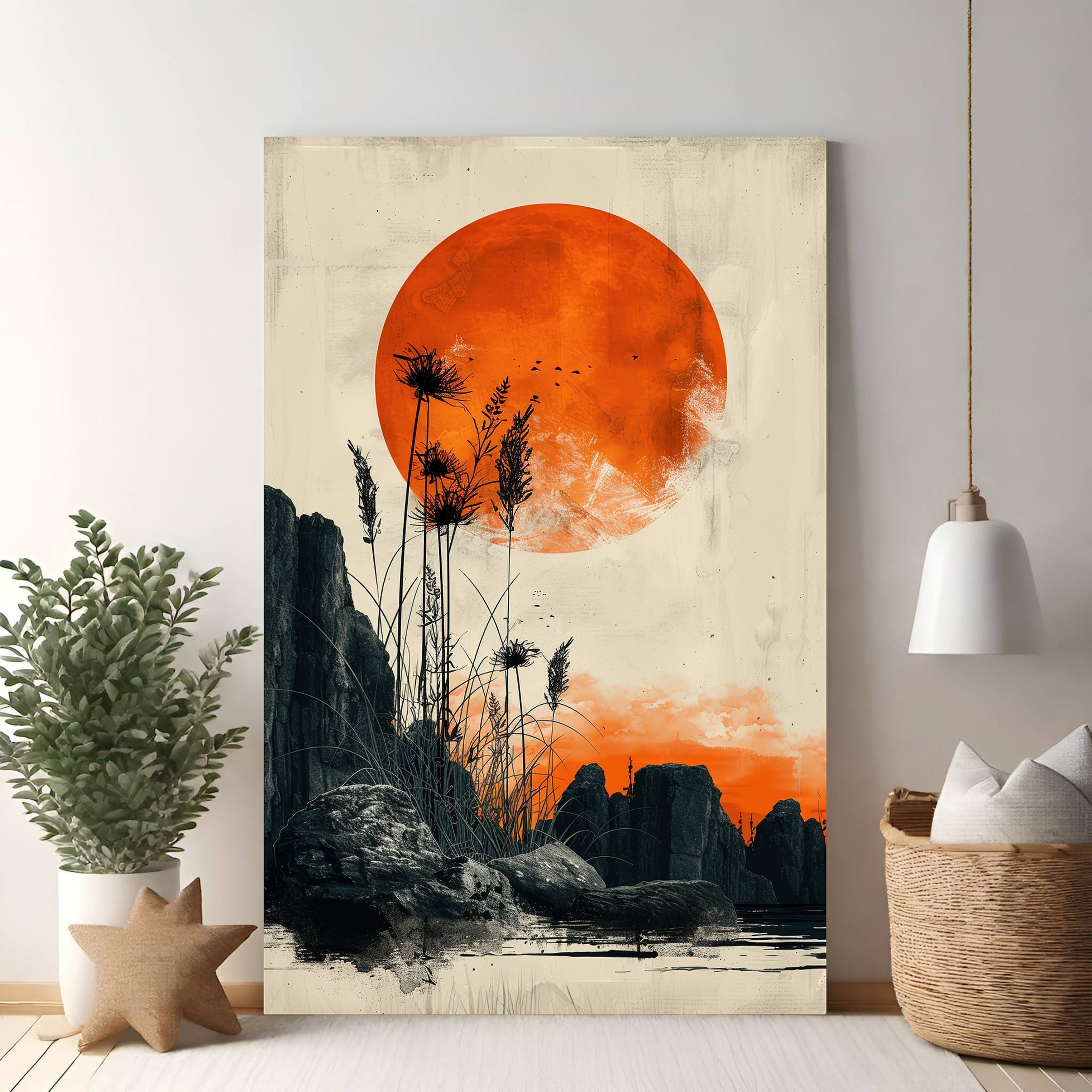 Dramatic Sunset Over Rocky Landscape