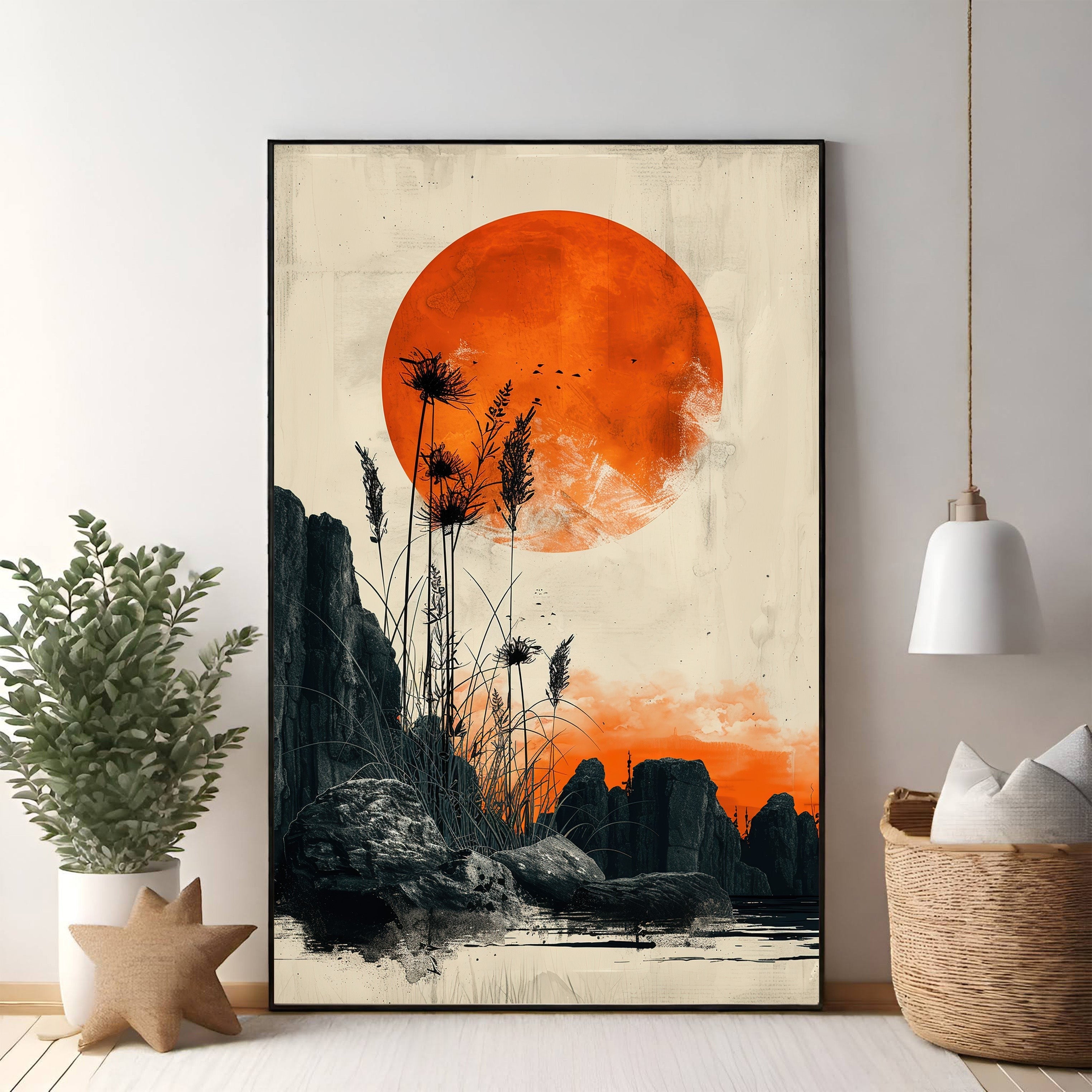 Dramatic Sunset Over Rocky Landscape