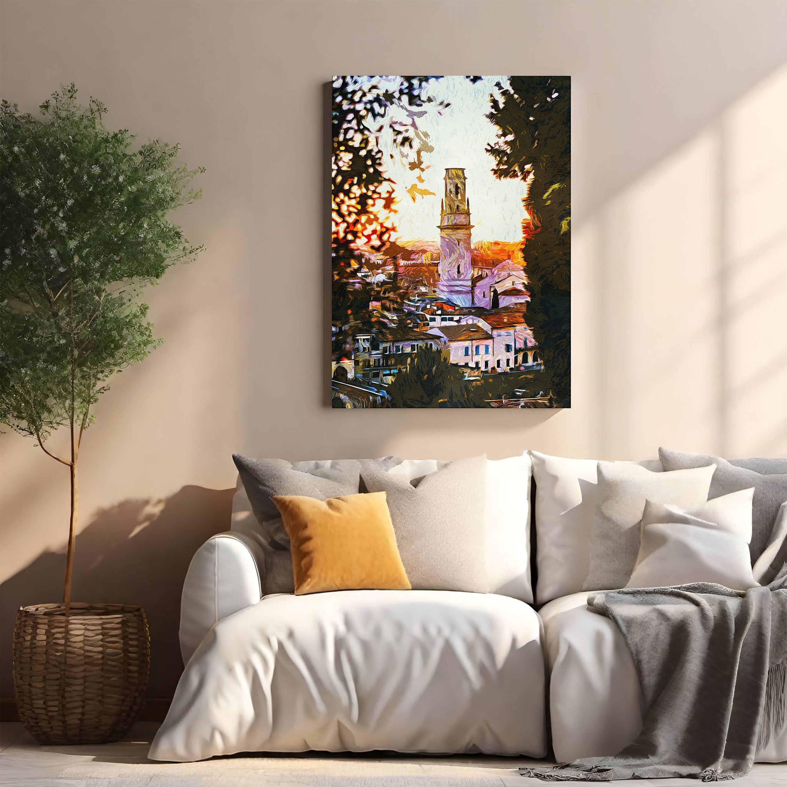 European Cityscape With Tower Wall Art