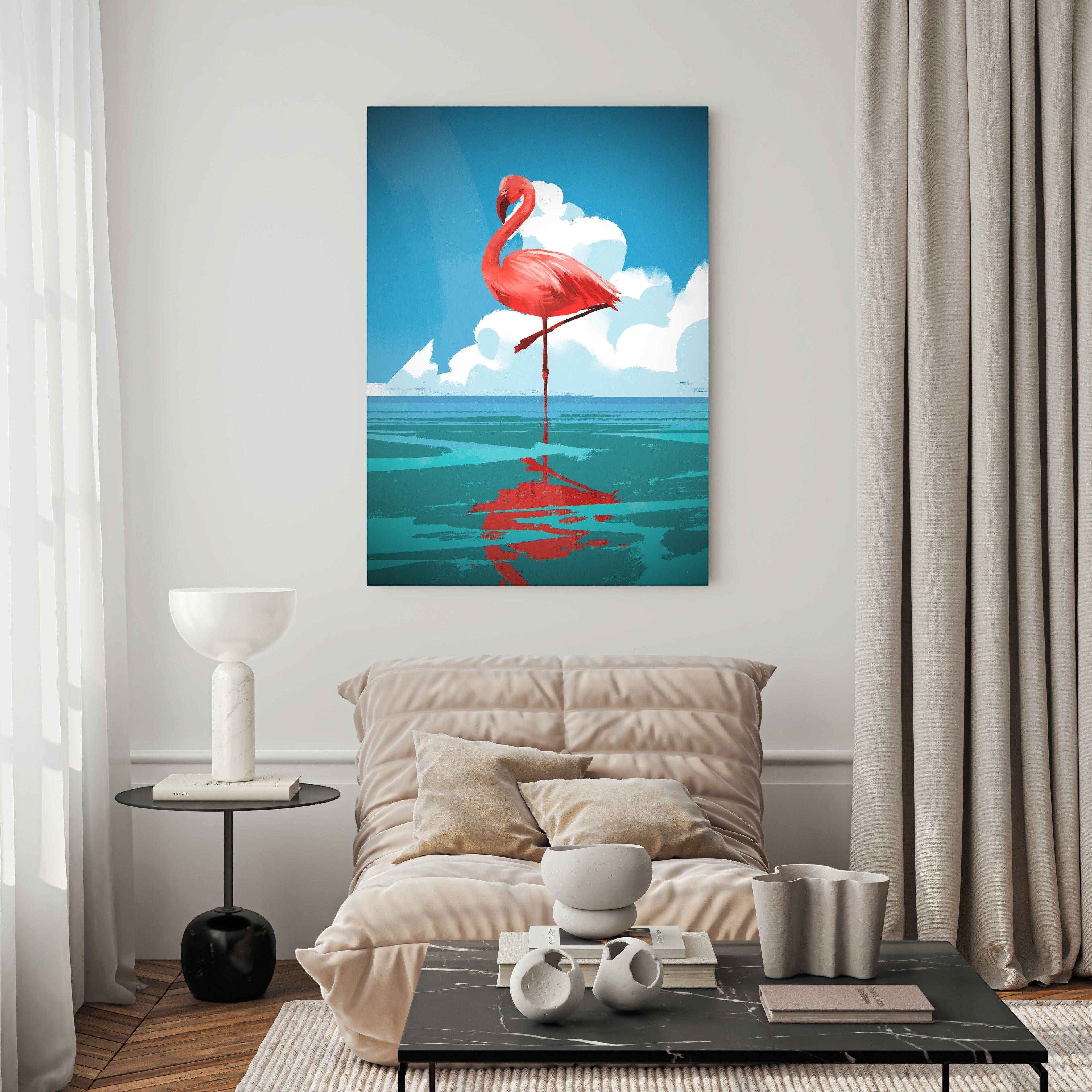 Flamingo Reflection On Water Wall Art
