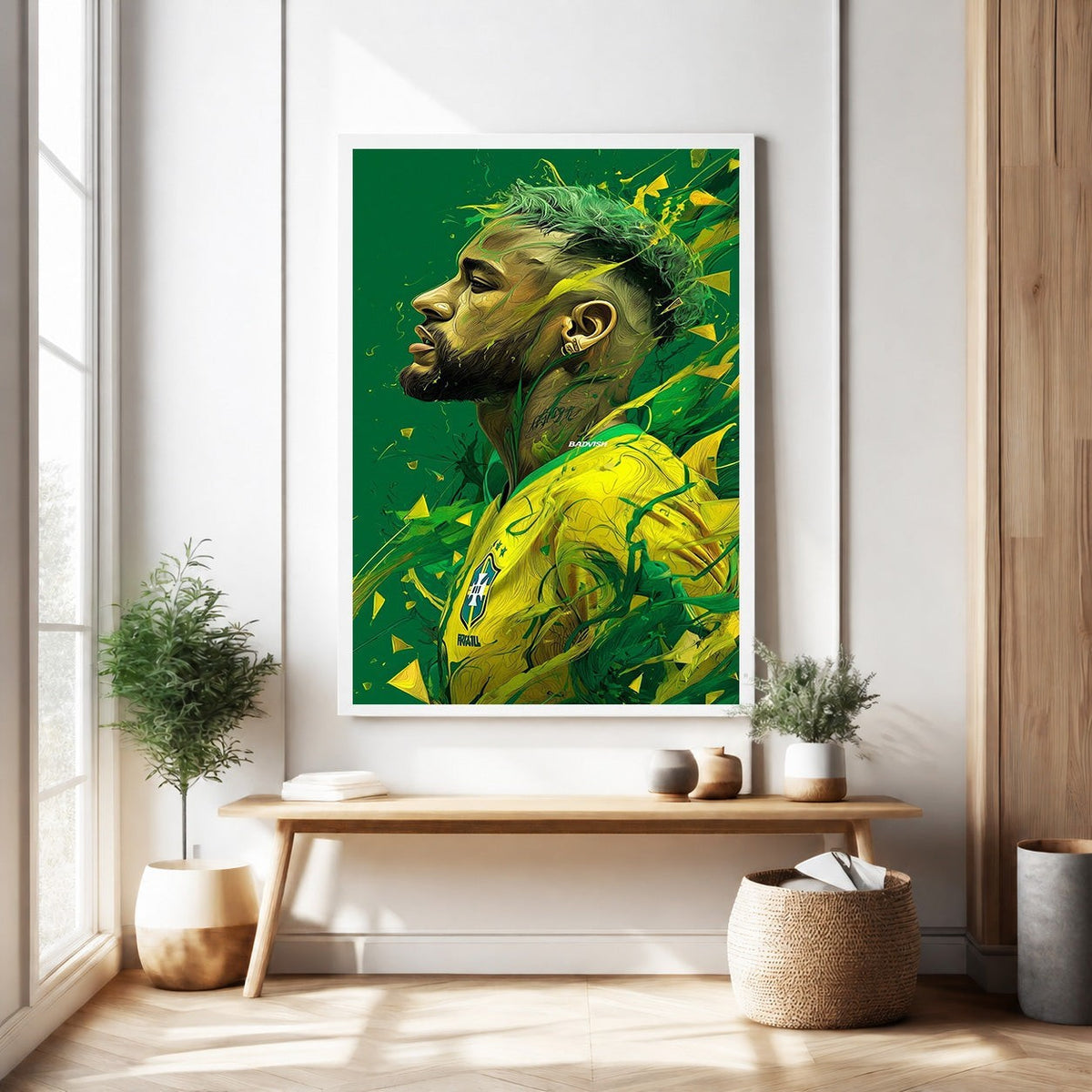 Dynamic Football Player Portrait Wall Art