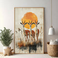 Three Gazelles Under The Sun Canvas Print