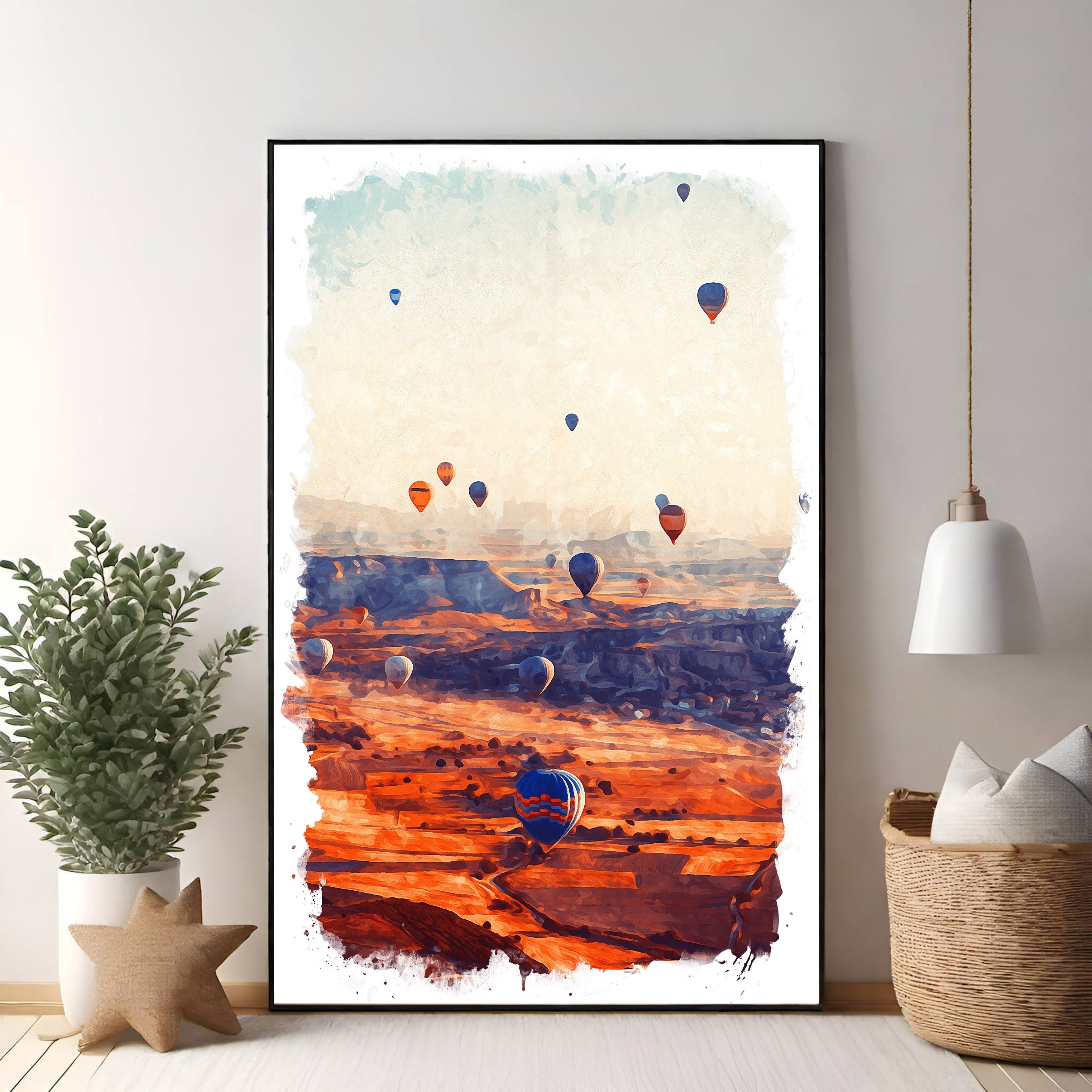 Hot Air Balloon Landscape Wall Art